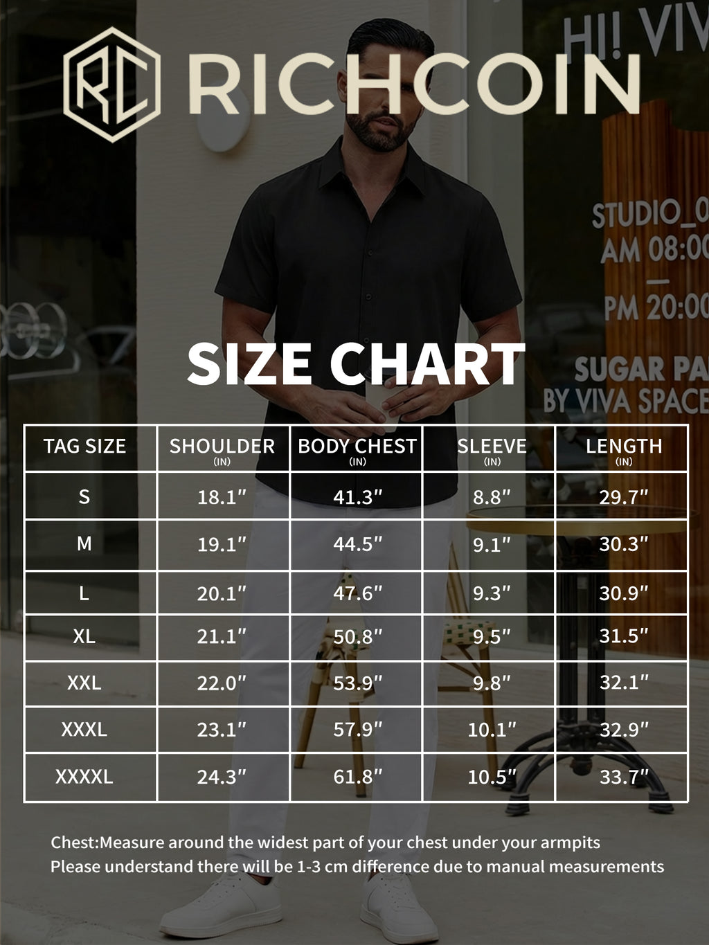 RICHCOIN Short Sleeve Mens Dress Shirts Casual Solid Shirts for Men Button Down Business Shirt