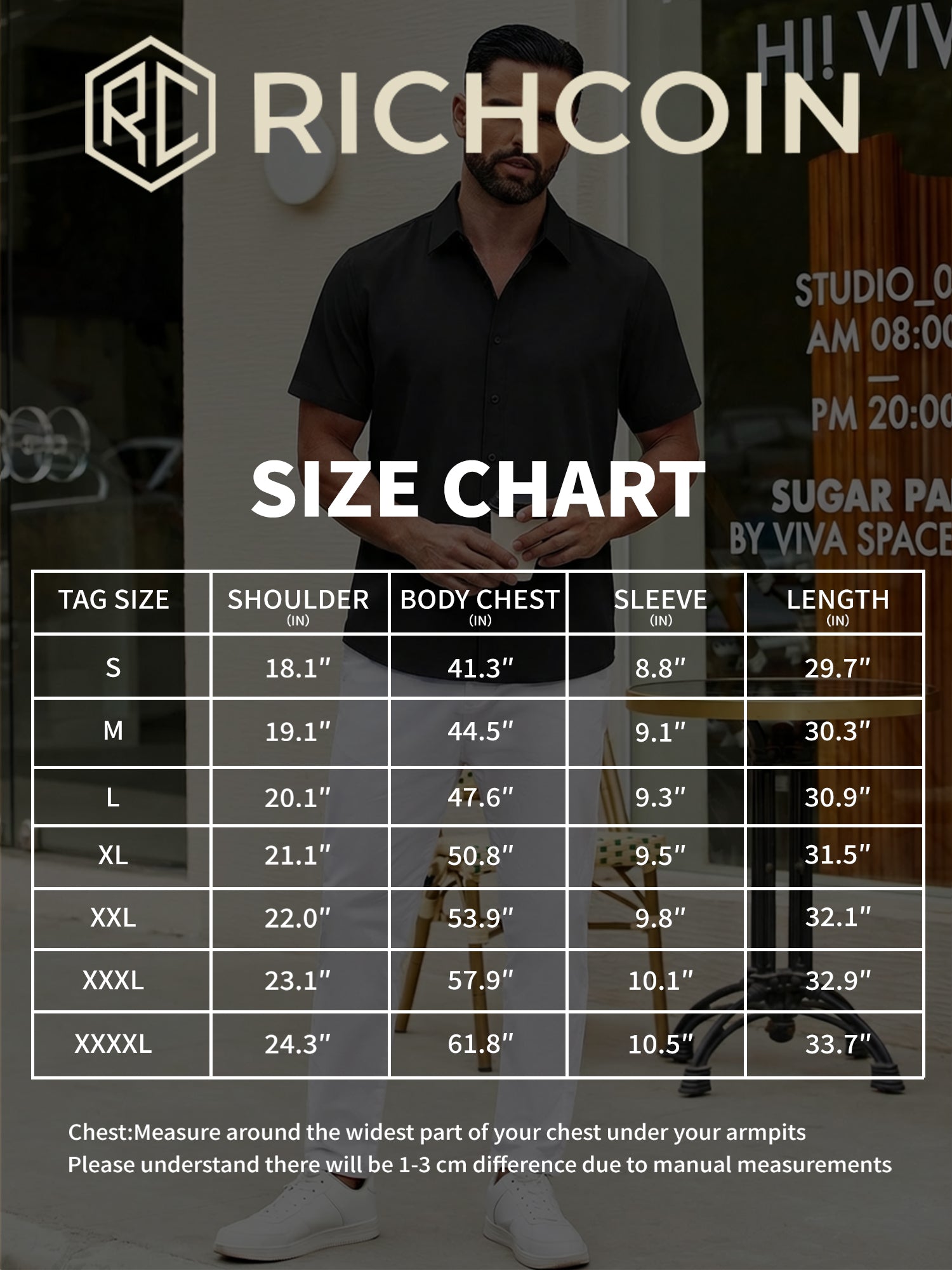 RICHCOIN Short Sleeve Mens Dress Shirts Casual Solid Shirts for Men Button Down Business Shirt