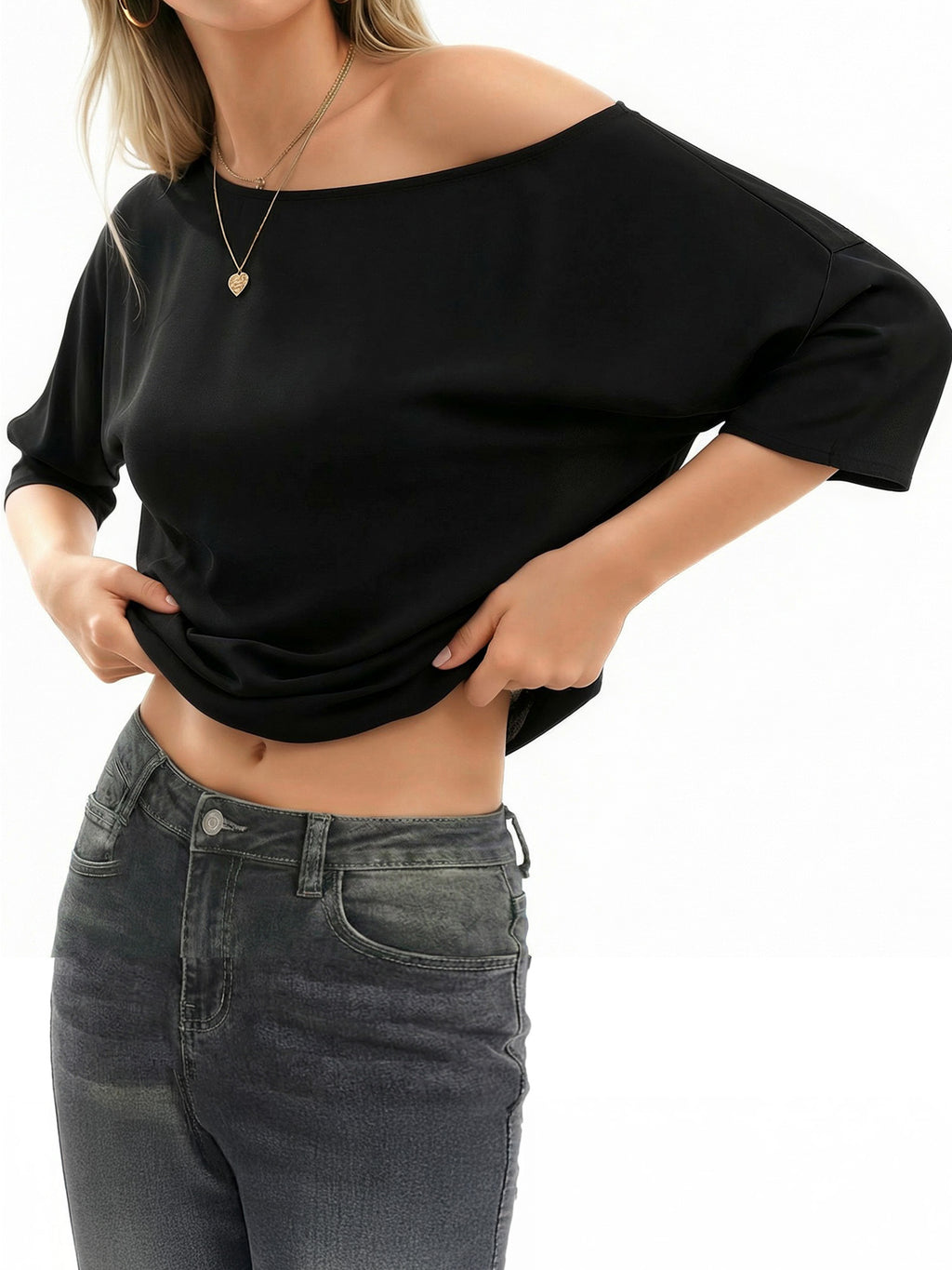 MOYIKO Womens Off The Shoulder Tops Oversized T-Shirts Short Sleeve Tees Summer Casual Fashion Clothes