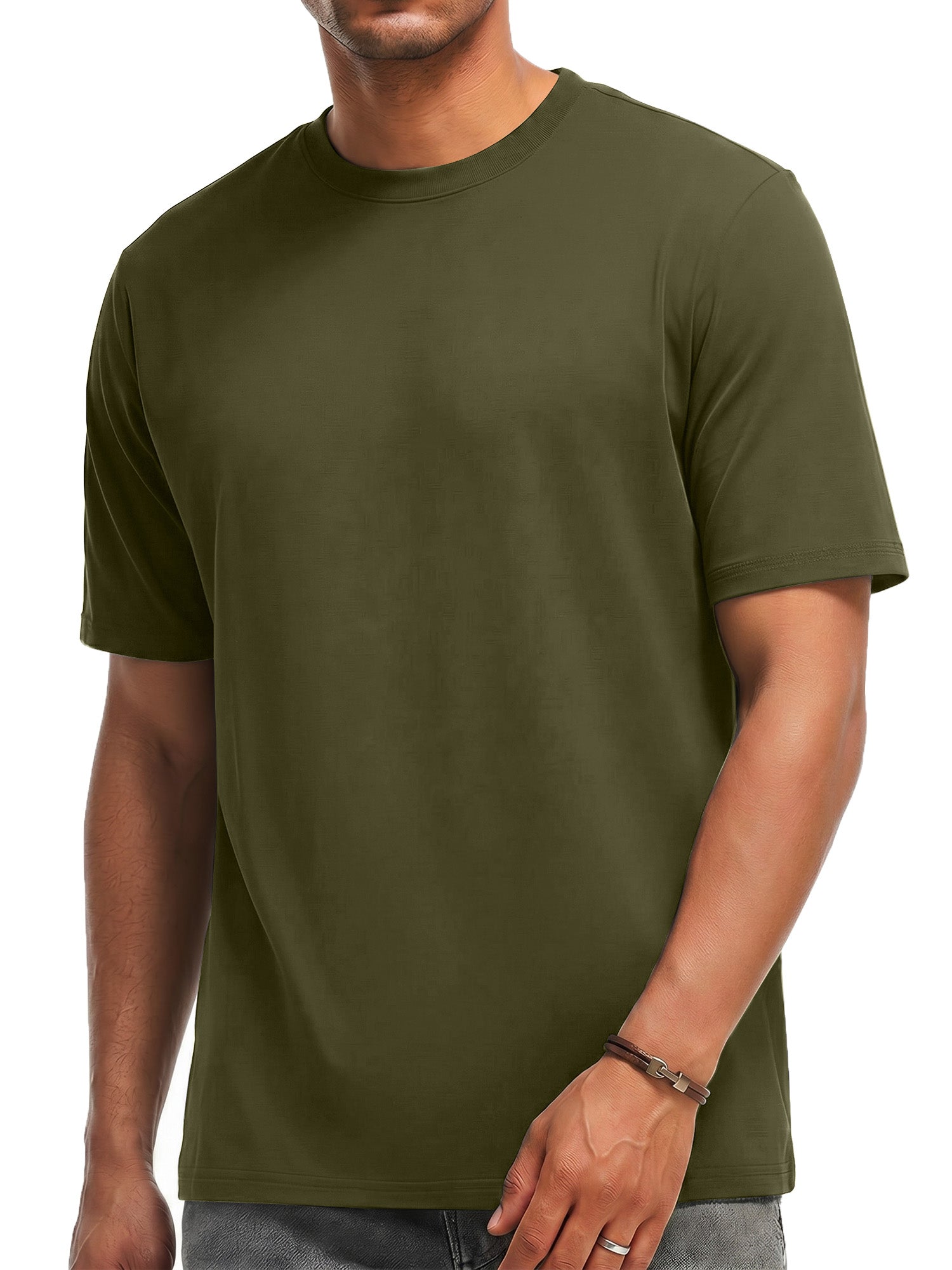 RICHCOIN Short Sleeve T-shirt for Men Crew Neck Summer Top Casual Loose Plain Black Tee Shirt