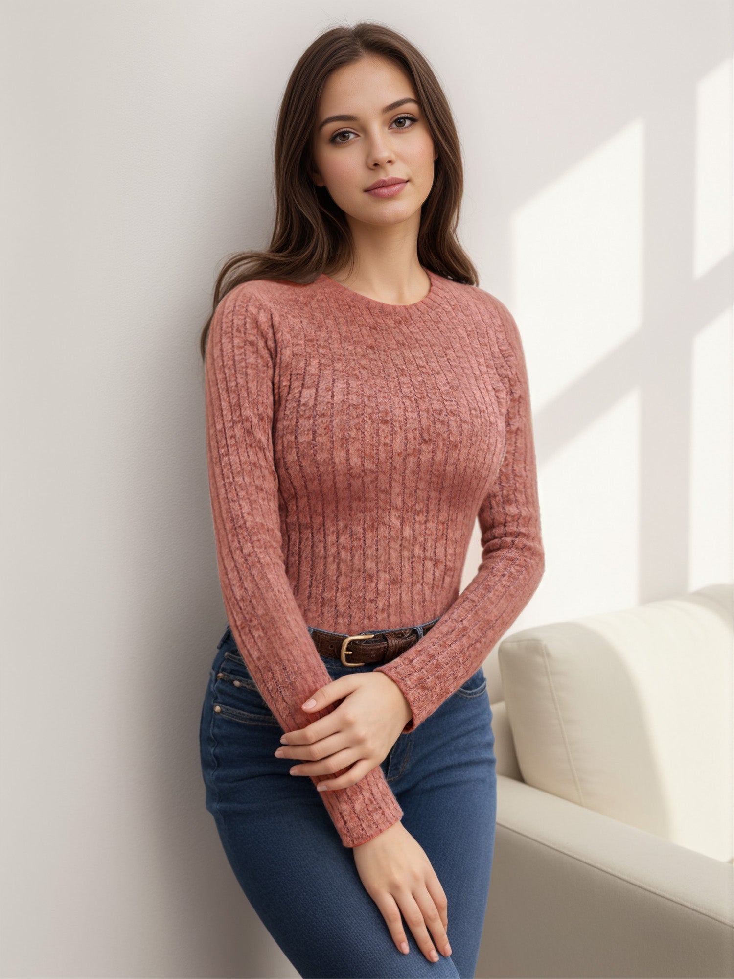 MOYIKO Crew Neck Long Sleeve Shirts for Women Fitted Thermal Lightweight Trendy Tops