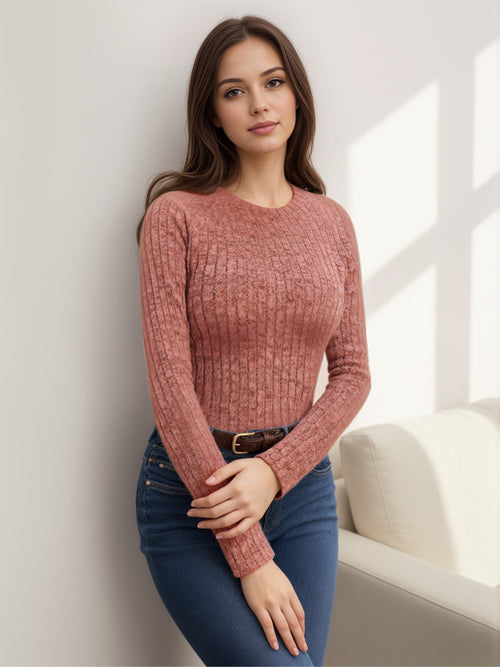 MOYIKO Crew Neck Long Sleeve Shirts for Women Fitted Thermal Lightweight Trendy Tops