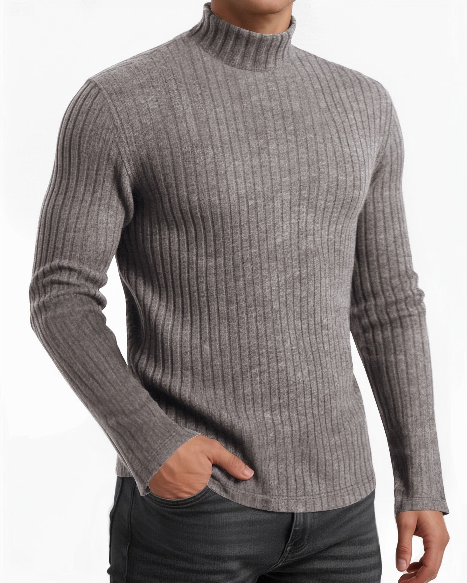 OALUXE Turtleneck Ribbed Long Sleeve Shirts for Mens Undershirts Knit Thermal Fitted Basic Tops