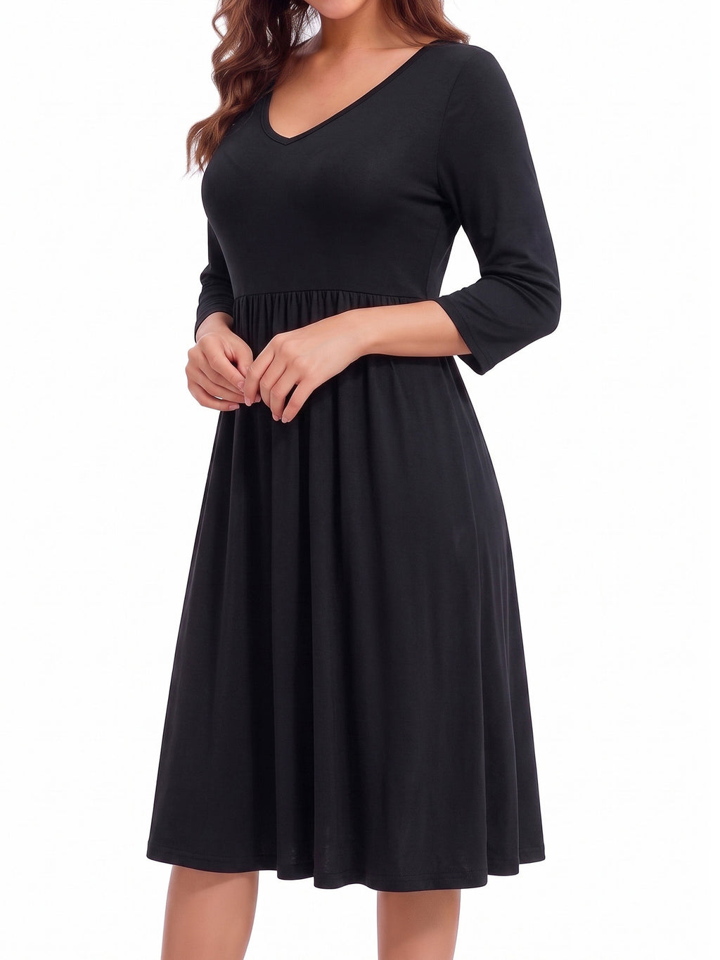 MOYIKO Dresses for Women Summer Casual Dress Floral Print 3/4 Sleeve Midi Beach Dresses