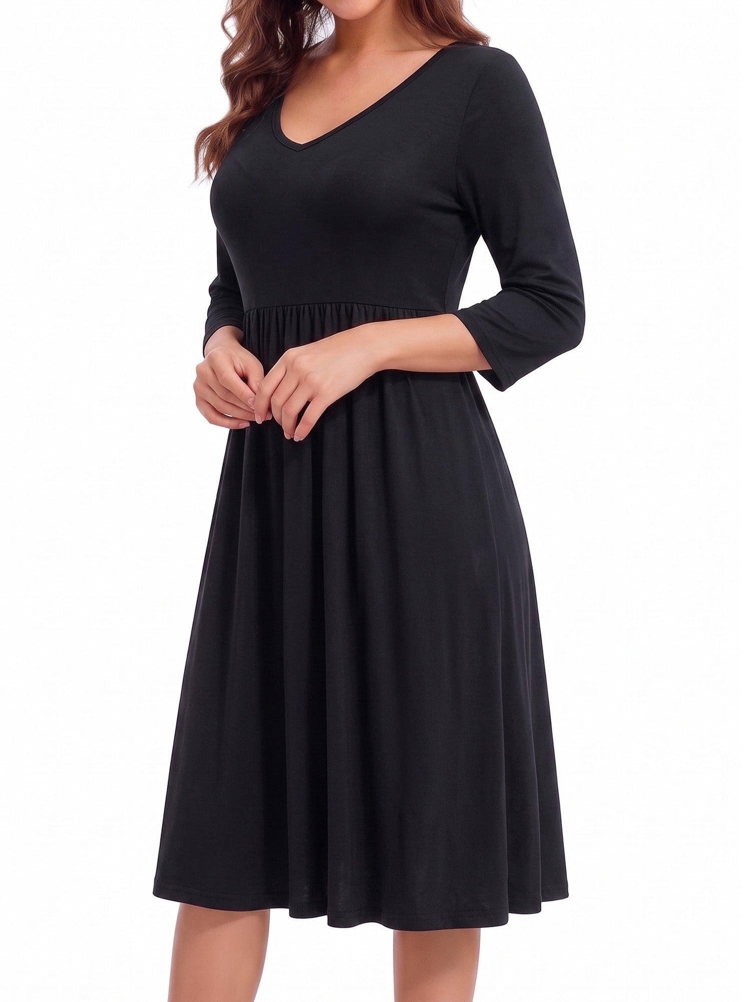 MOYIKO Dresses for Women Summer Casual Dress Floral Print 3/4 Sleeve Midi Beach Dresses
