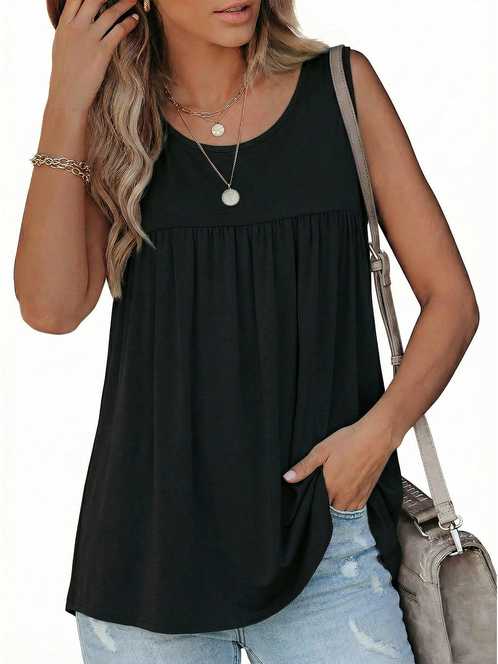 MOYIKO Womens Summer Tank Tops Sleeveless T Shirt Casual Loose Fit Tunic Blouses