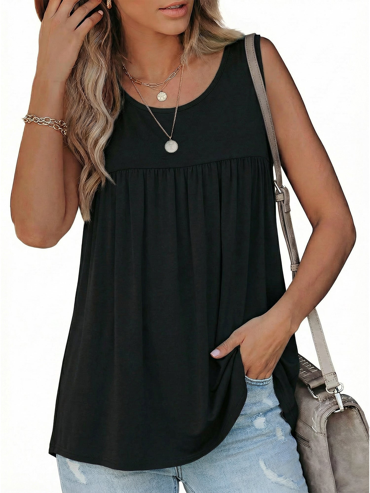 MOYIKO Womens Summer Tank Tops Sleeveless T Shirt Casual Loose Fit Tunic Blouses