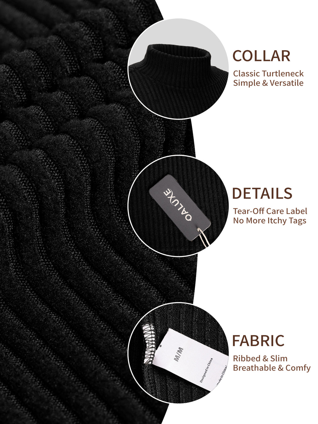 OALUXE Turtleneck Ribbed Long Sleeve Shirts for Mens Undershirts Knit Thermal Basic Tops