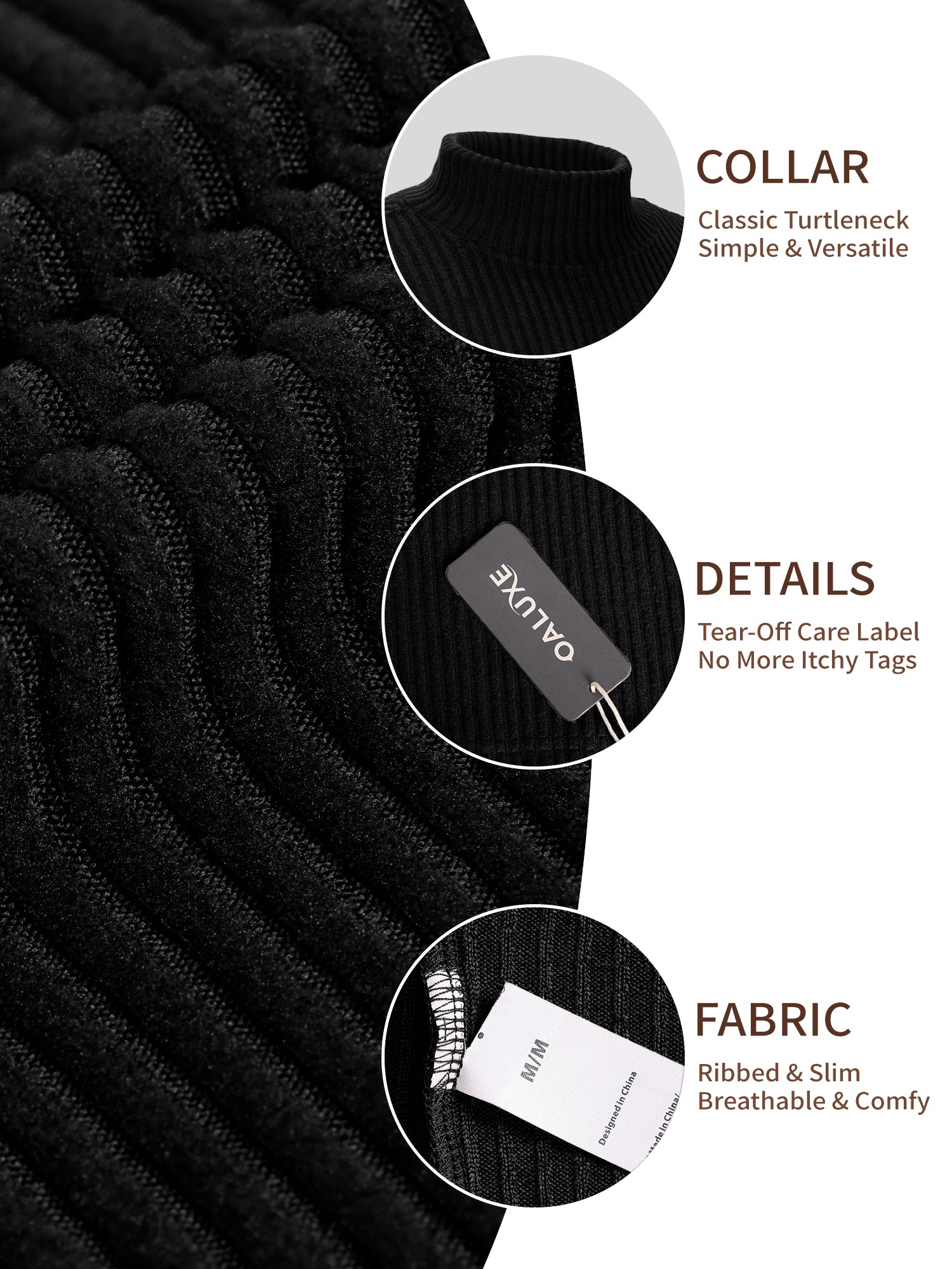 OALUXE Turtleneck Ribbed Long Sleeve Shirts for Mens Undershirts Knit Thermal Basic Tops