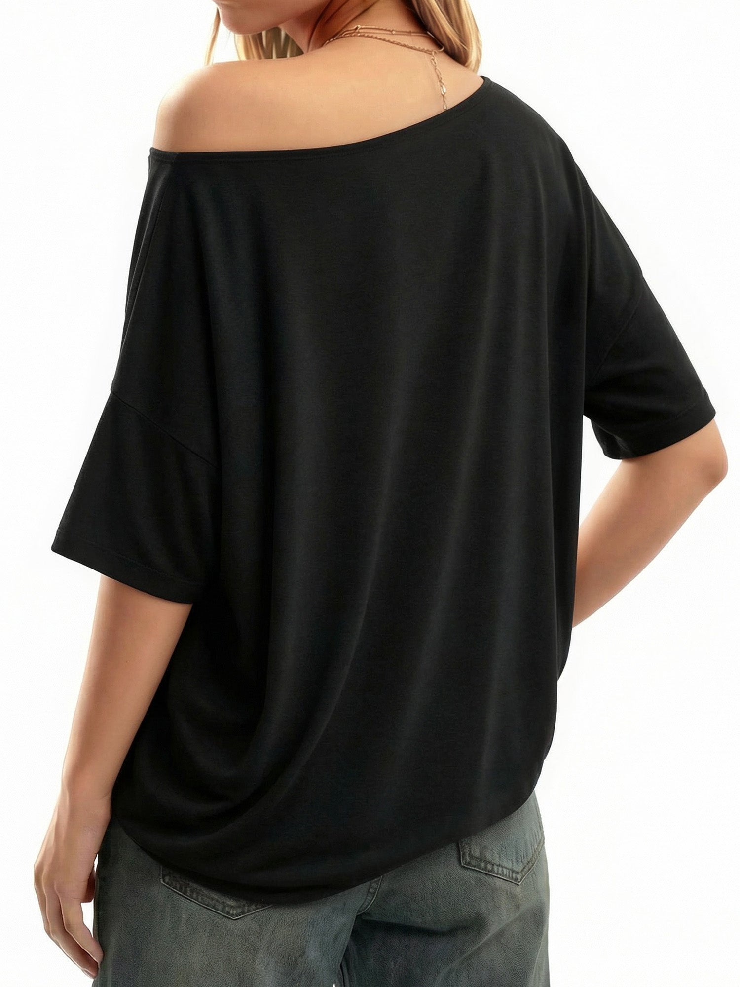 MOYIKO Womens Off The Shoulder Tops Oversized T-Shirts Short Sleeve Tees Summer Casual Fashion Clothes