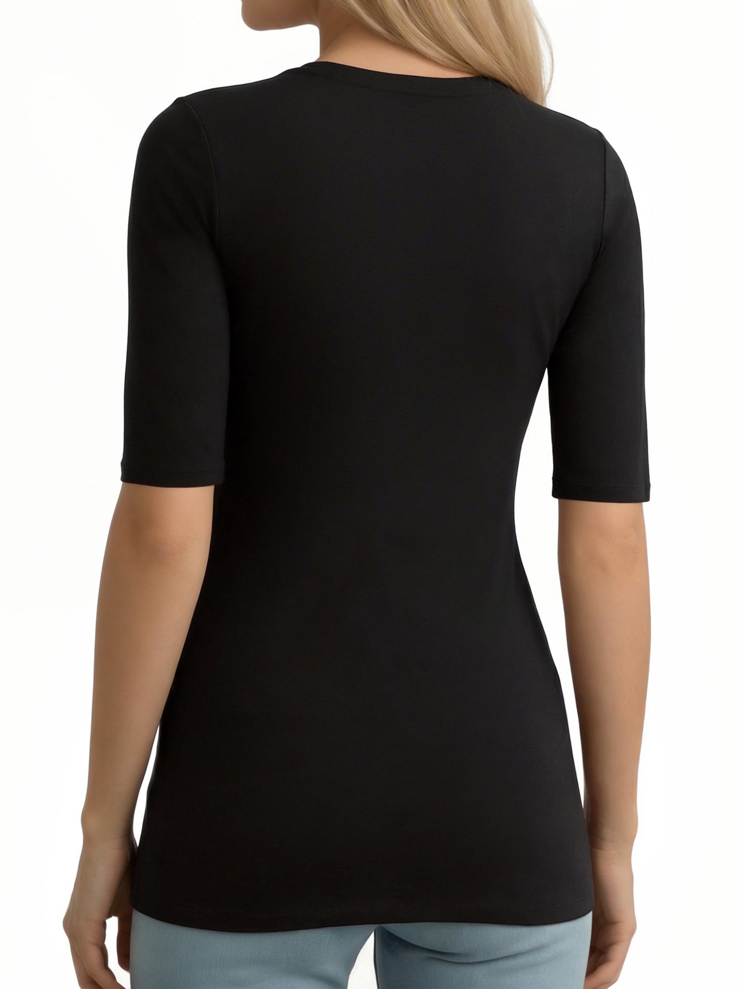 MOYIKO Half Sleeve T Shirts for Women Summer Trendy Crewneck Tops Spring Casual Slim Fitted Basic Tees