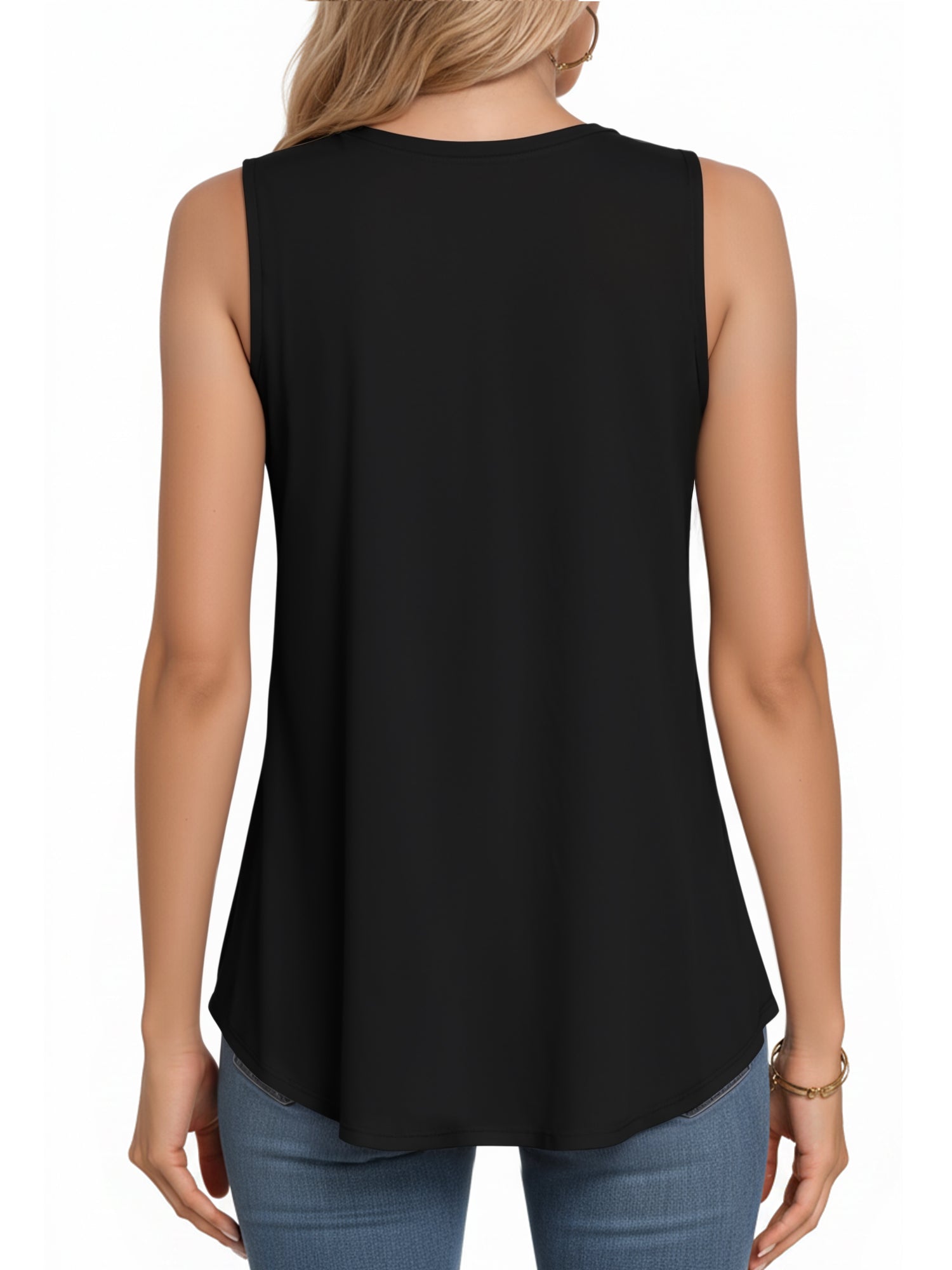 MOYIKO Tank Tops for Women Crew Neck Loose Fit Sleeveless Top Summer Clothes Womens Tunic Tops