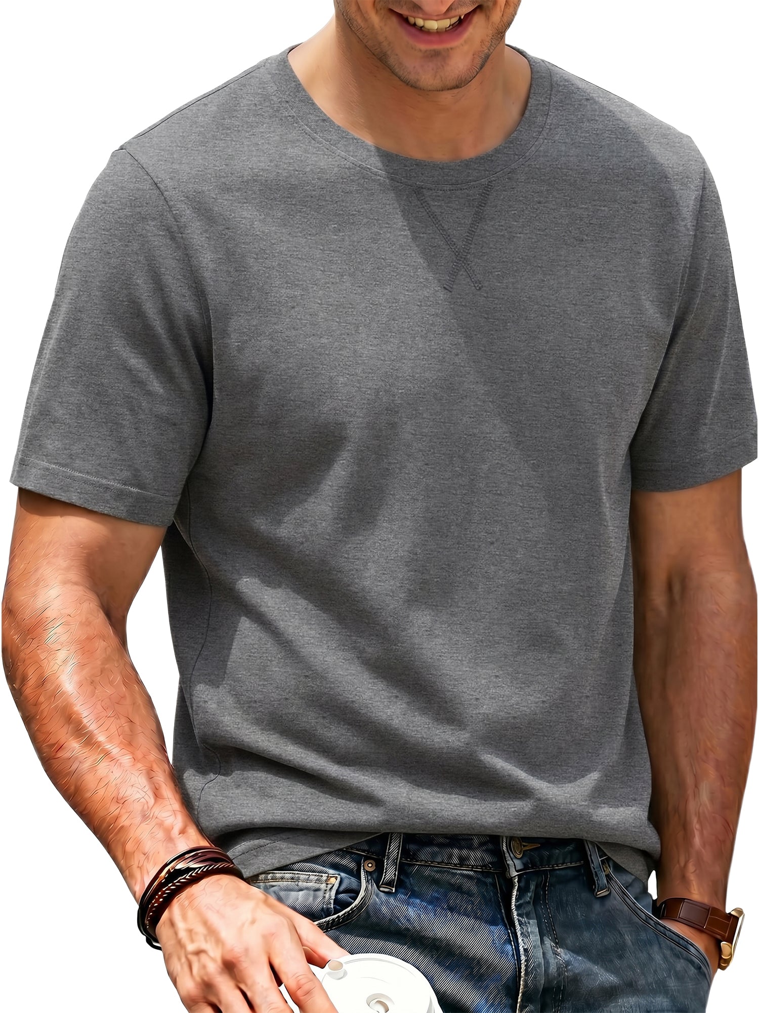 RICHCOIN T shirts for Men Short Sleeve Crewneck Casual Top Basic Loose Tees