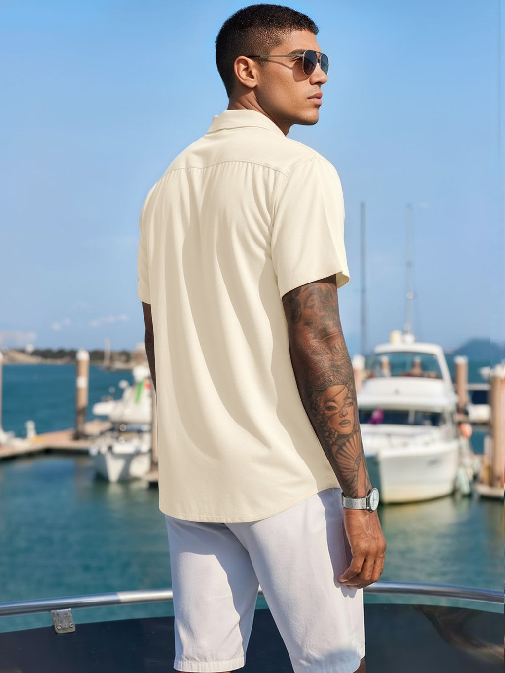 RICHCOIN Mens Linen Shirts Cuban Hawaiian Shirts Short Sleeve Button Down Casual Summer Beach Tops