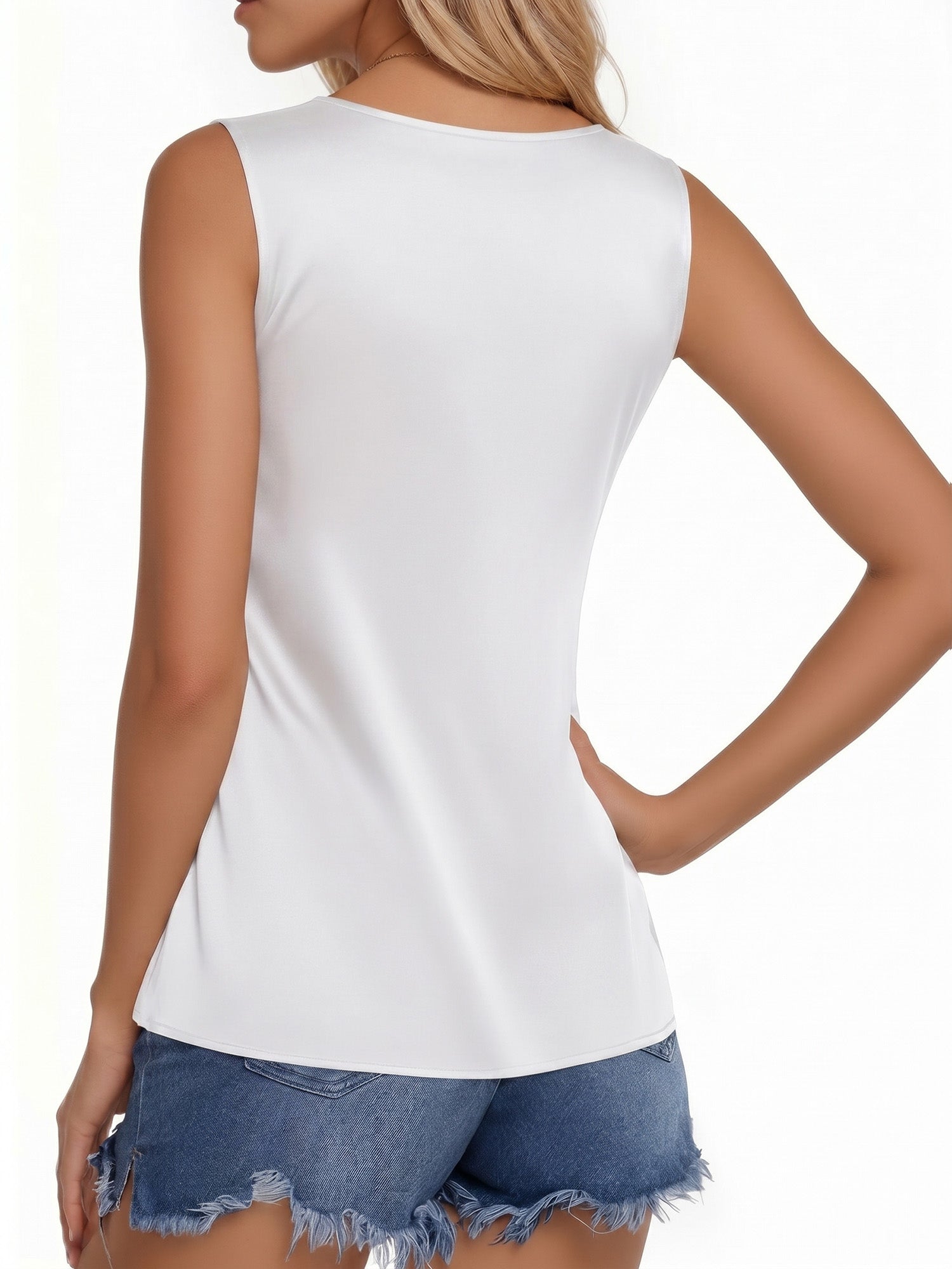 MOYIKO Tank Tops for Women Silk Satin V Neck Trendy Sleeveless Tops Dressy Casual Flowy Summer Shirts Loose Fit