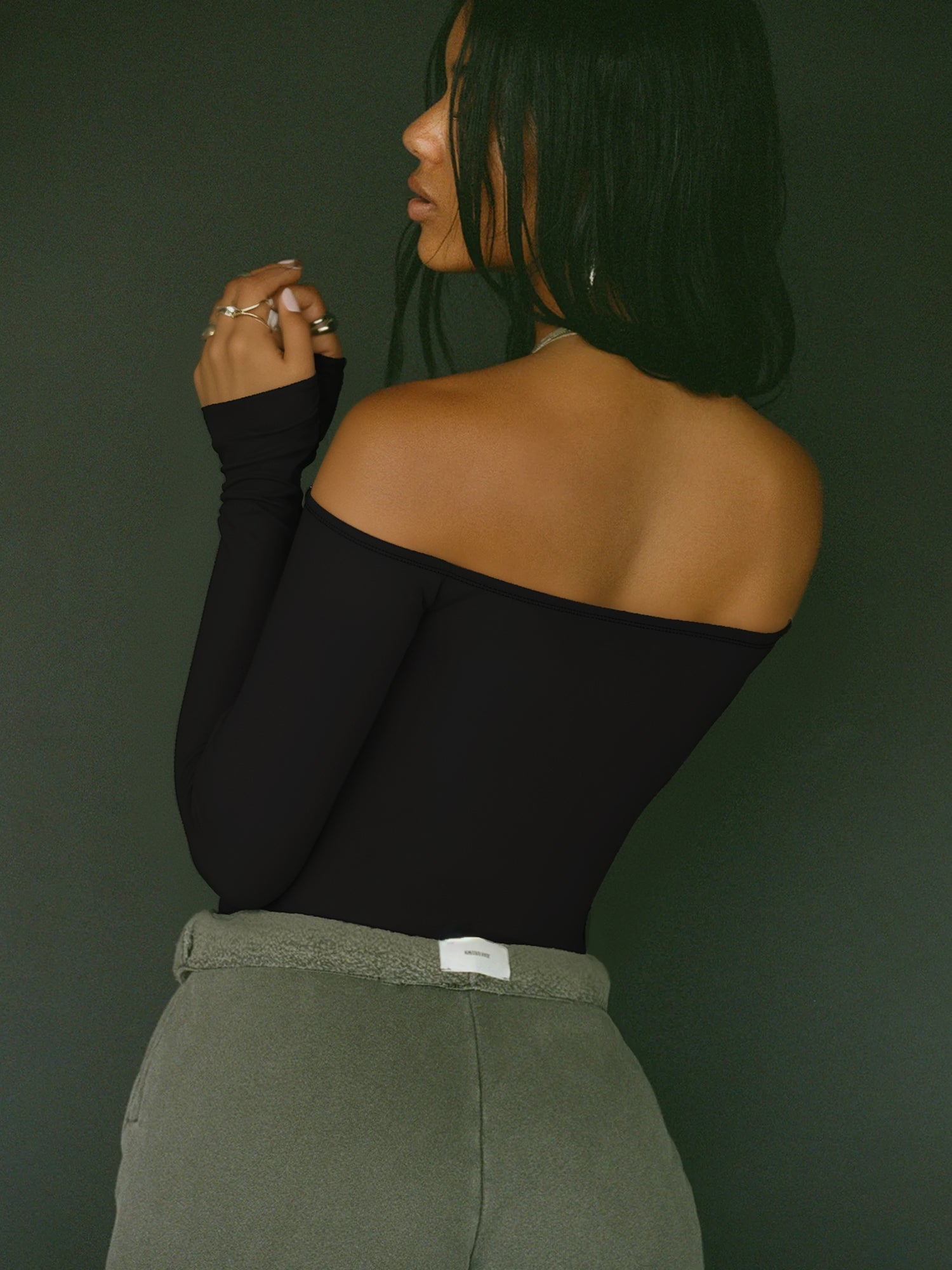 MOYIKO Off The Shoulder Tops For Women Fitted Long Sleeve Shirts Elegant