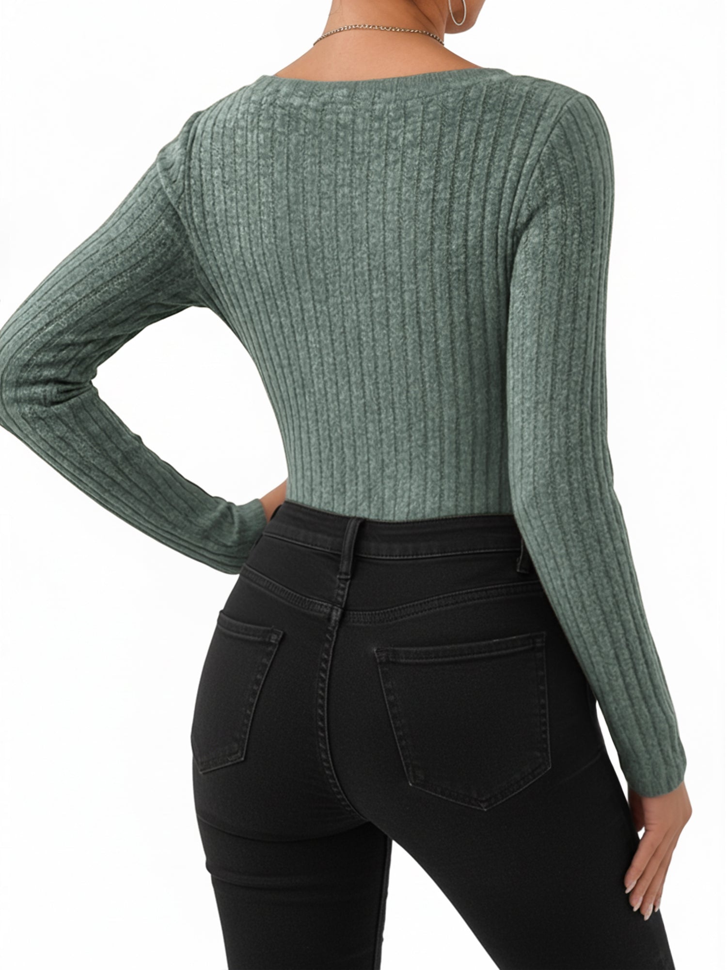 MOYIKO V Neck Long Sleeve Shirts for Women Fitted Thermal Undershirts Lightweight Trendy Tops