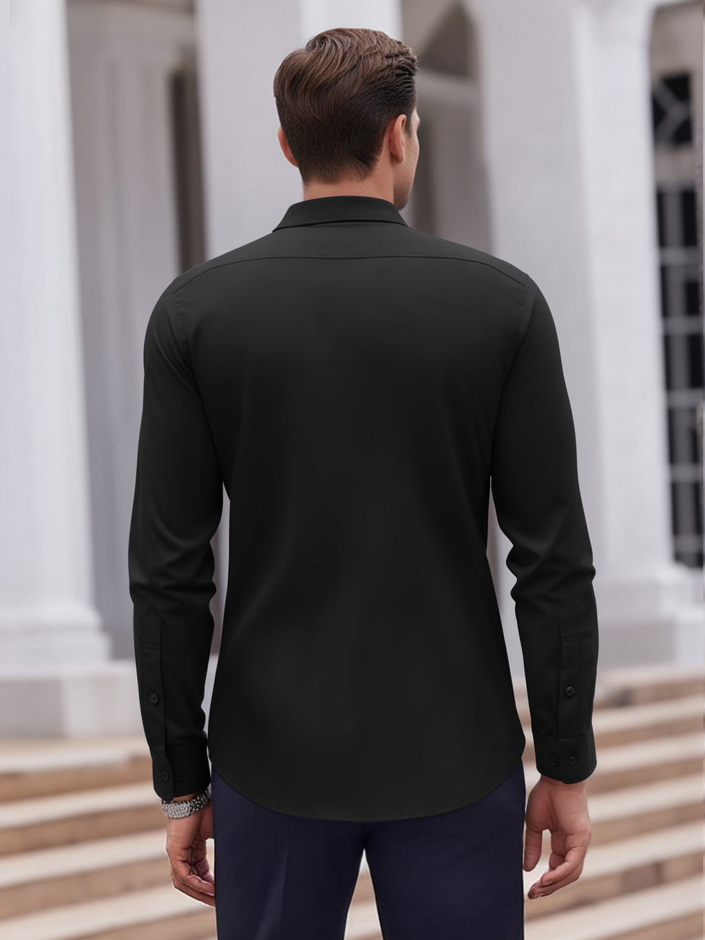 OALUXE Mens Dress Shirts Formal Long Sleeve Button Down Business Contrast Shirt with Pocket