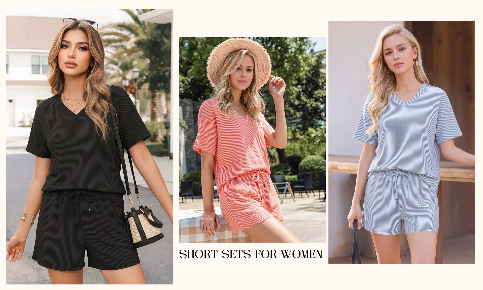 MOYIKO 2 Piece Oufits for Women Lounge Set Short Sleeve Shirts Matching High Waisted Shorts with Pockets