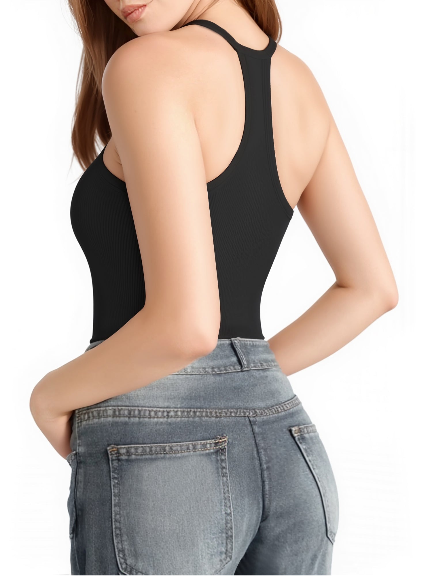 MOYIKO Workout Tank Top for Women V Neck Ribbed Racerback Fitted Cami Sleeveless Summer Tops