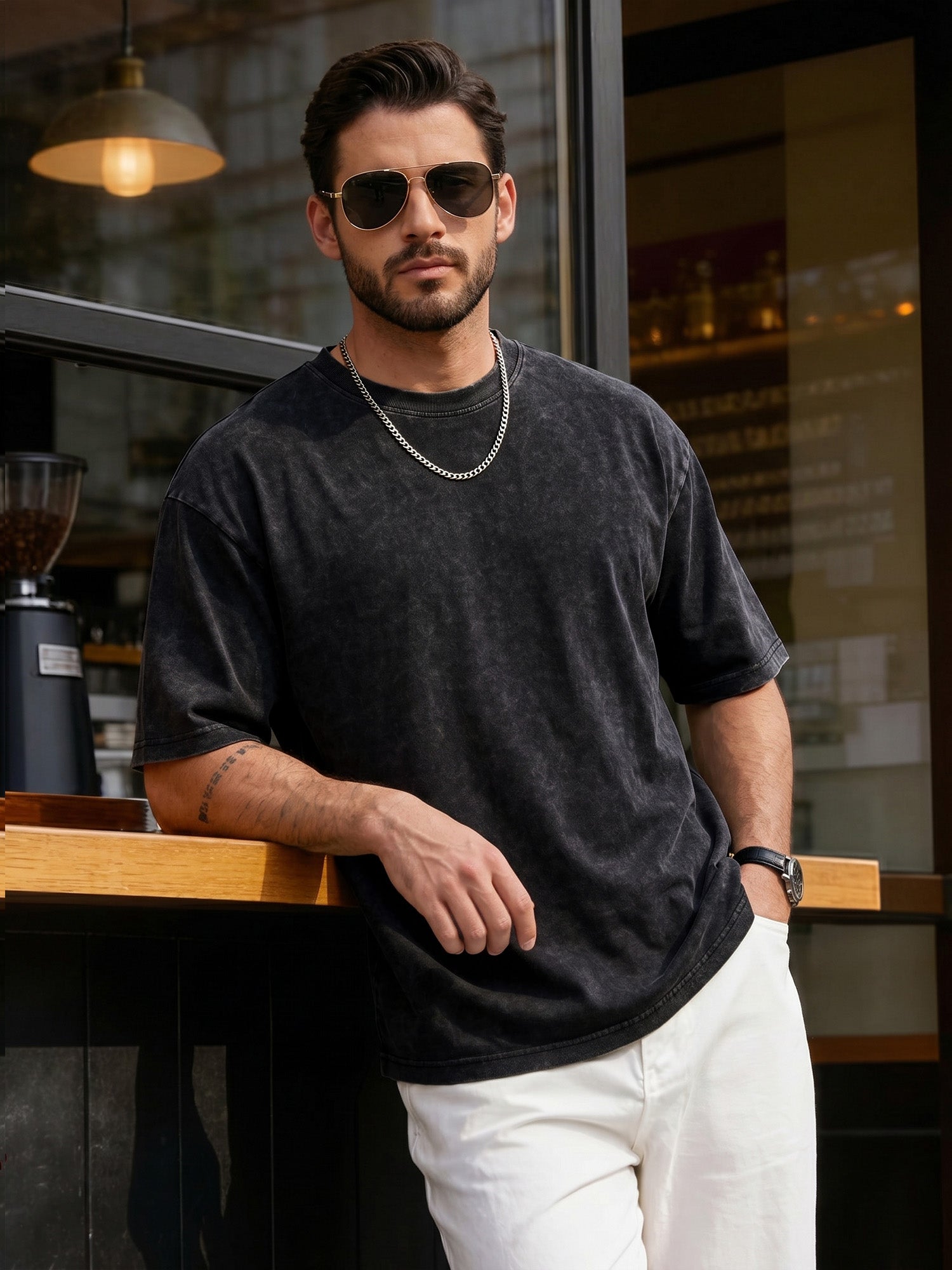 RICHCOIN Men's Oversized T-Shirts Loose Fit Vintage Washed Tee Unisex Short Sleeve Casual Tops