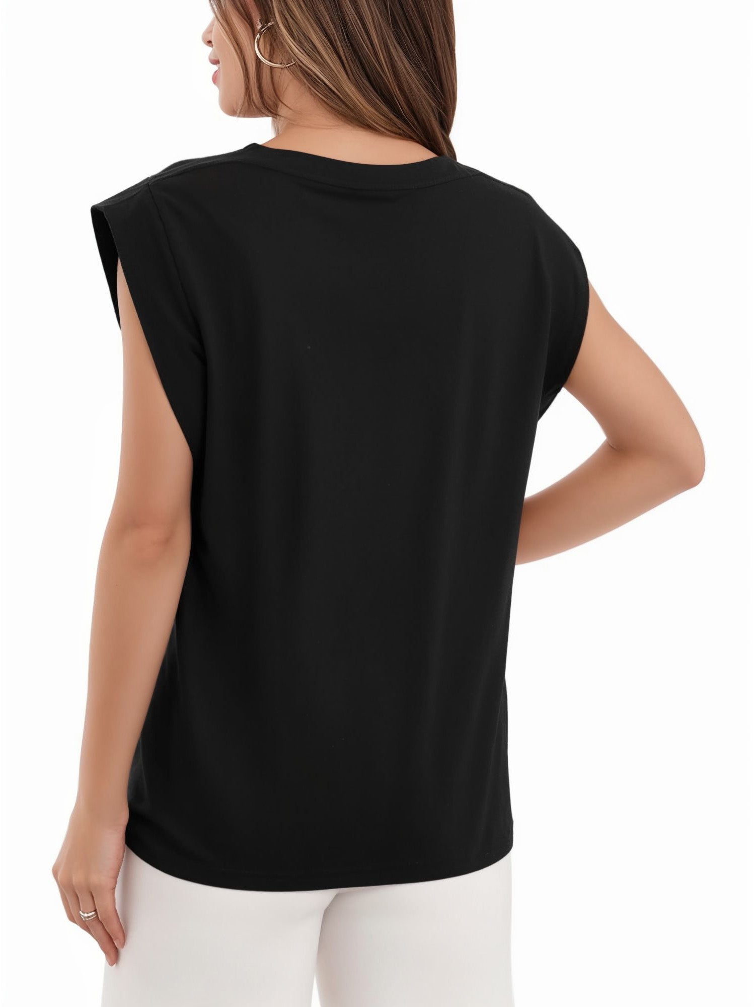 MOYIKO Womens Summer Tops Casual Loose Fit Cap Sleeve T Shirts Basic Crewneck Tank Tops Trendy Plain Womens Clothes Tee