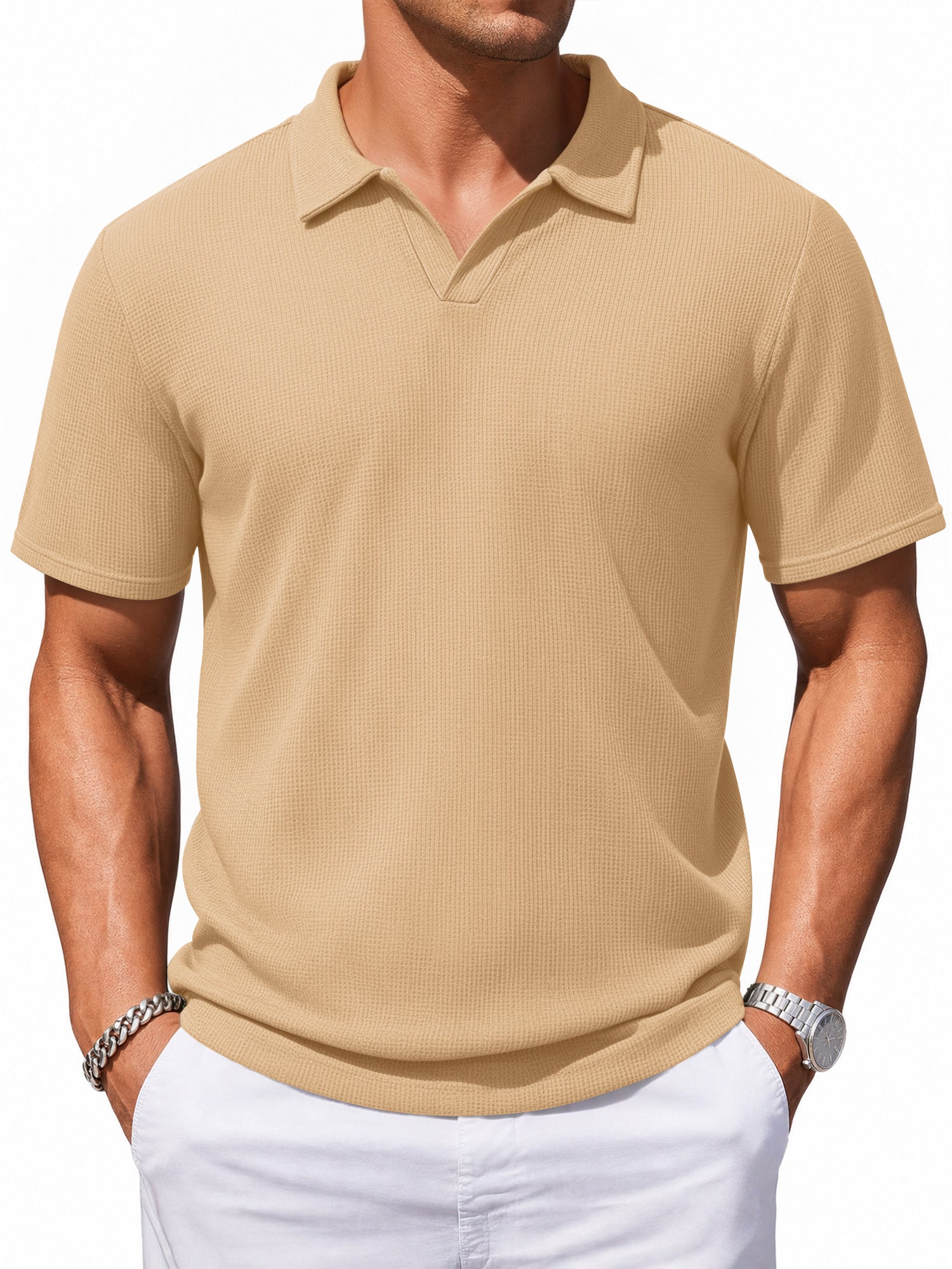RICHCOIN Polo Shirts for Men Short Sleeve Classic Collared Casual Knit Golf T Shirt Summer Tops