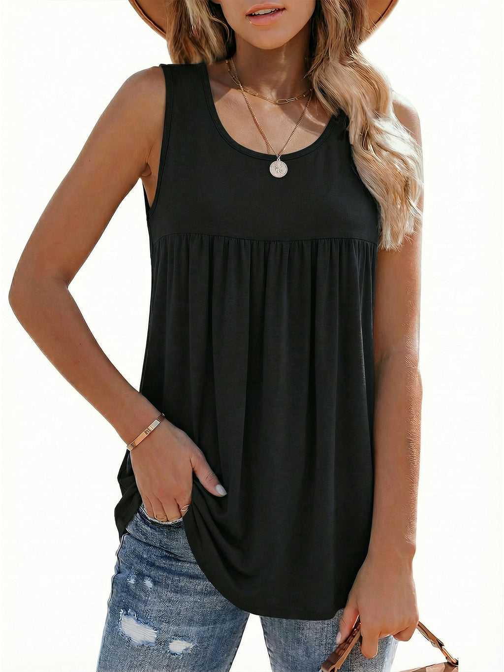 MOYIKO Womens Summer Tank Tops Sleeveless T Shirt Casual Loose Fit Tunic Blouses