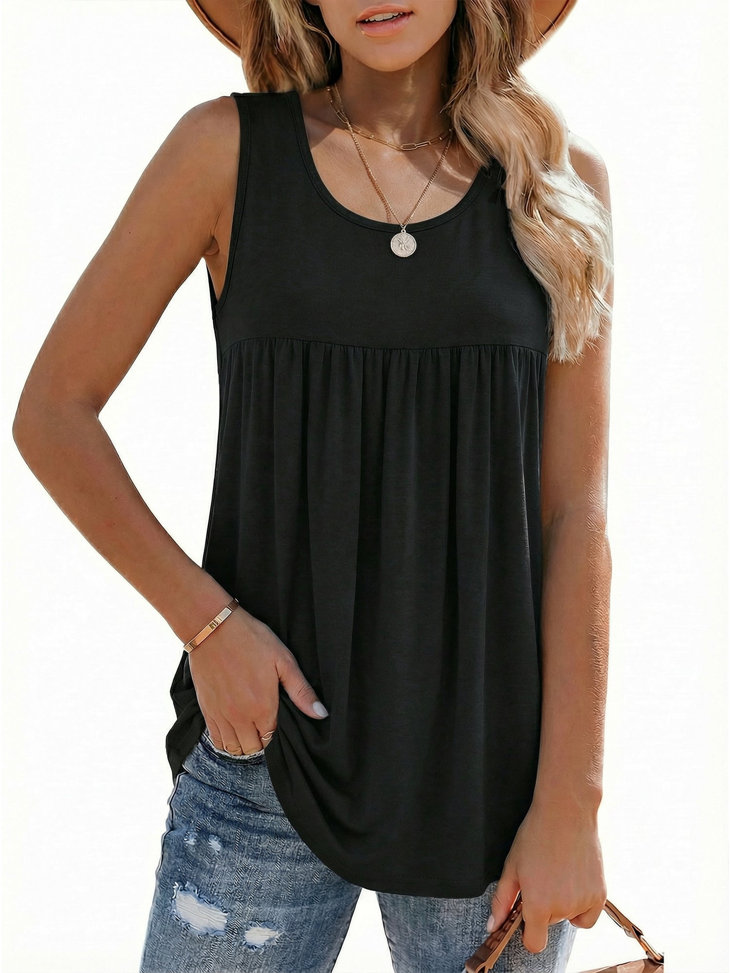 MOYIKO Womens Summer Tank Tops Sleeveless T Shirt Casual Loose Fit Tunic Blouses