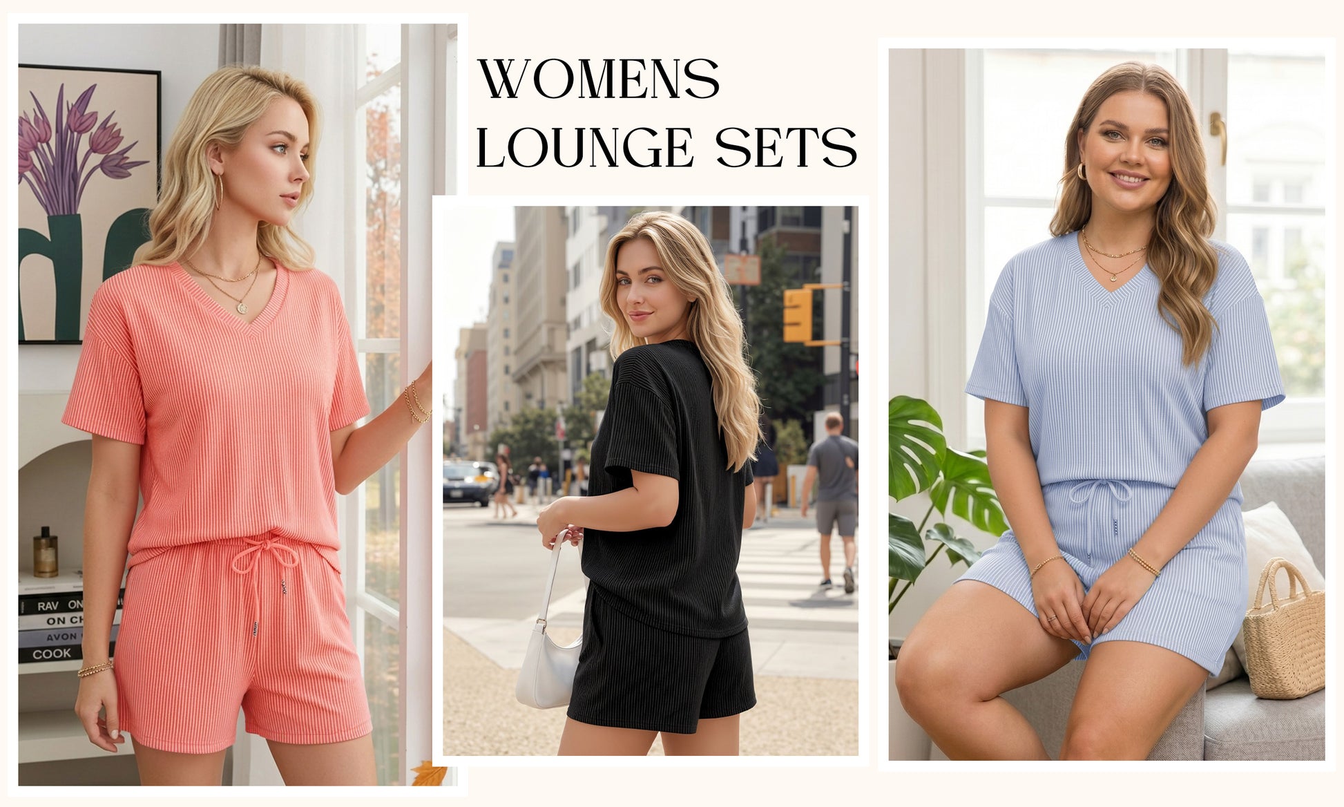 MOYIKO 2 Piece Oufits for Women Lounge Set Short Sleeve Shirts Matching High Waisted Shorts with Pockets