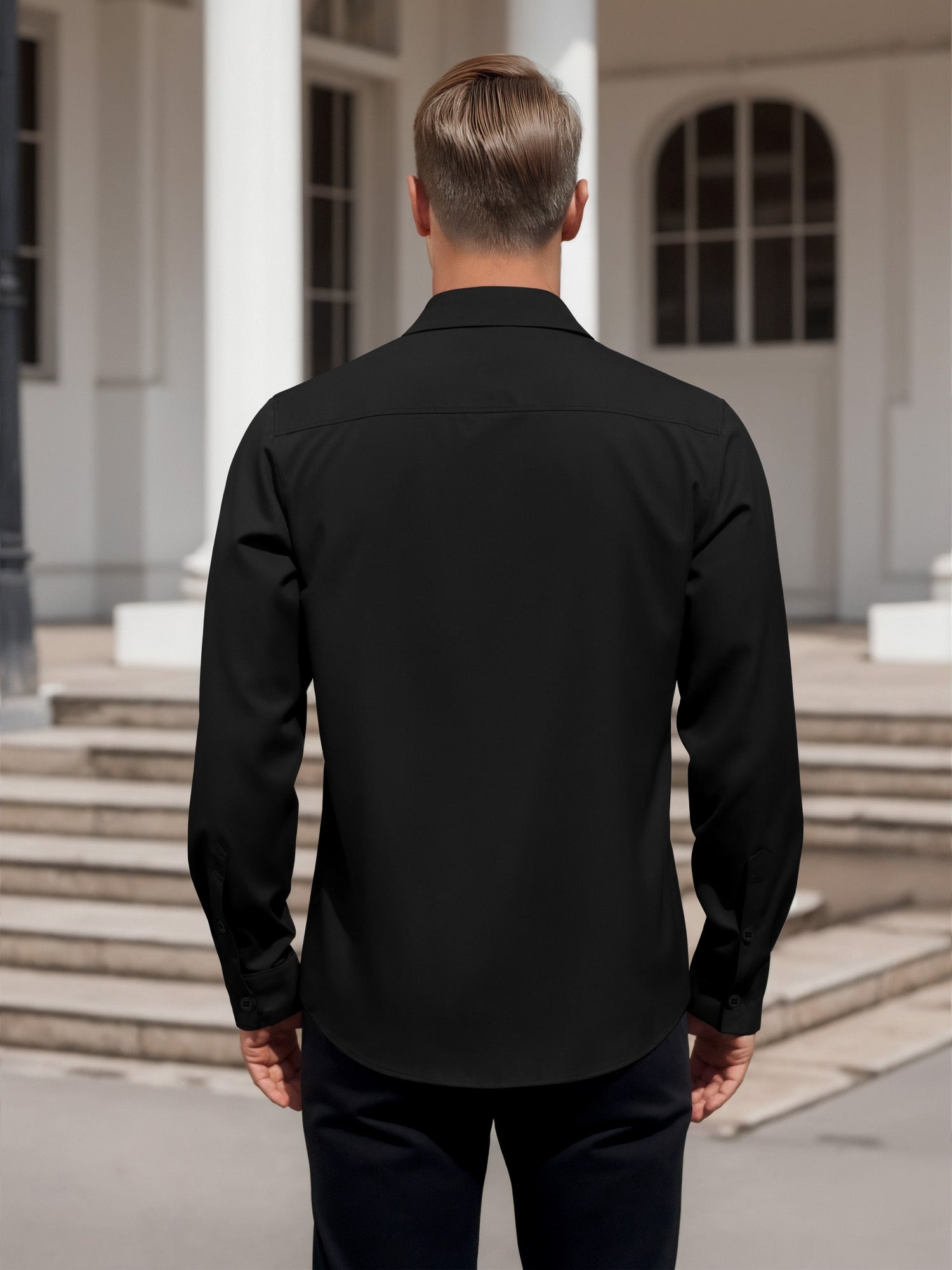 OALUXE Mens Dress Shirts Formal Long Sleeve Button Down Business Solid Shirt