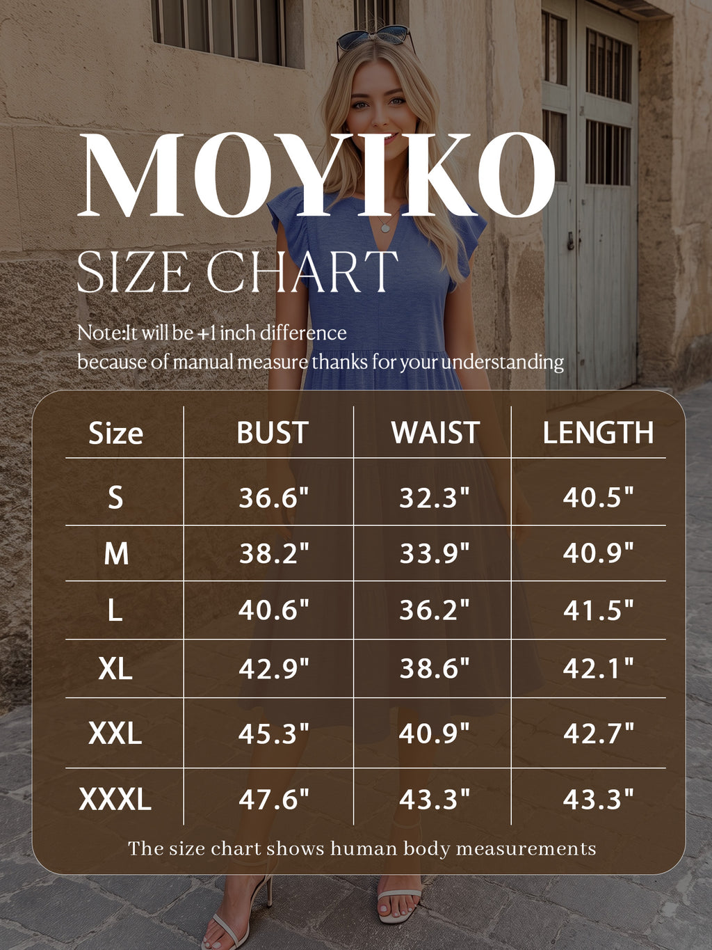MOYIKO Summer Dresses for Women Ruffle Sleeve V Neck Midi Dresses Fashion Casual Flowy Beach Vacation Sundress with Pockets