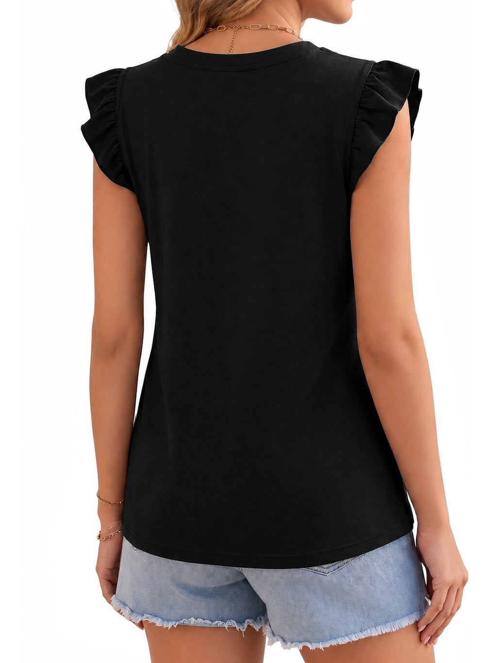 MOYIKO Womens Tank Tops Crew Neck Short Sleeve Summer Shirts Babydoll Peplum Tops Dressy Casual Blouses