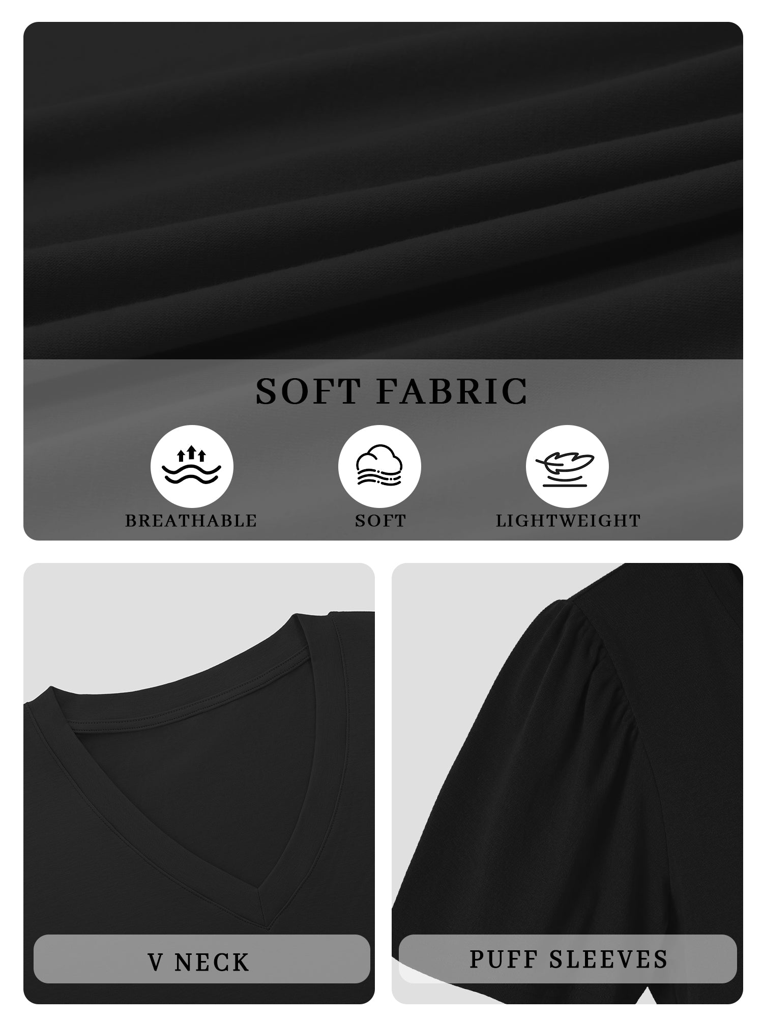 MOYIKO Womens Short Puff Sleeve T Shirts V Neck Summer Tops Trendy Dressy Casual Loose Fit Tees