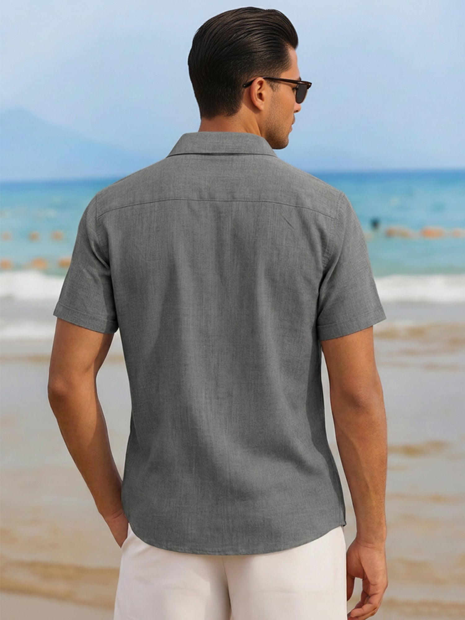 RICHCOIN Men's Button Down Shirts Short Sleeve Casual Summer Beach Vacation Wedding Shirt with Pocket