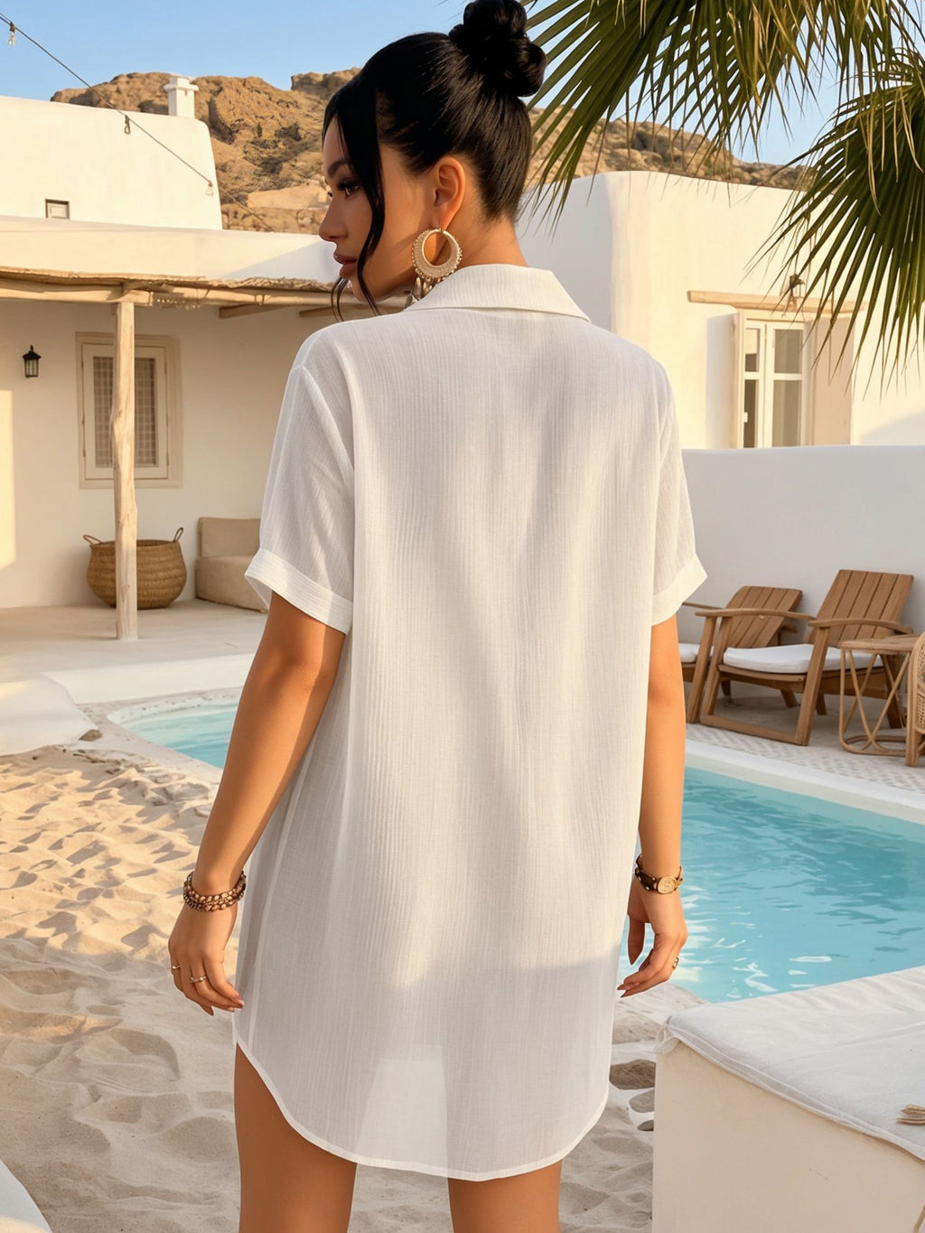 MOYIKO Summer Swimsuit Coverups for Womens Bikini Swimwear Beach Cover-Ups Ladies Loose V Neck Shirt Dress