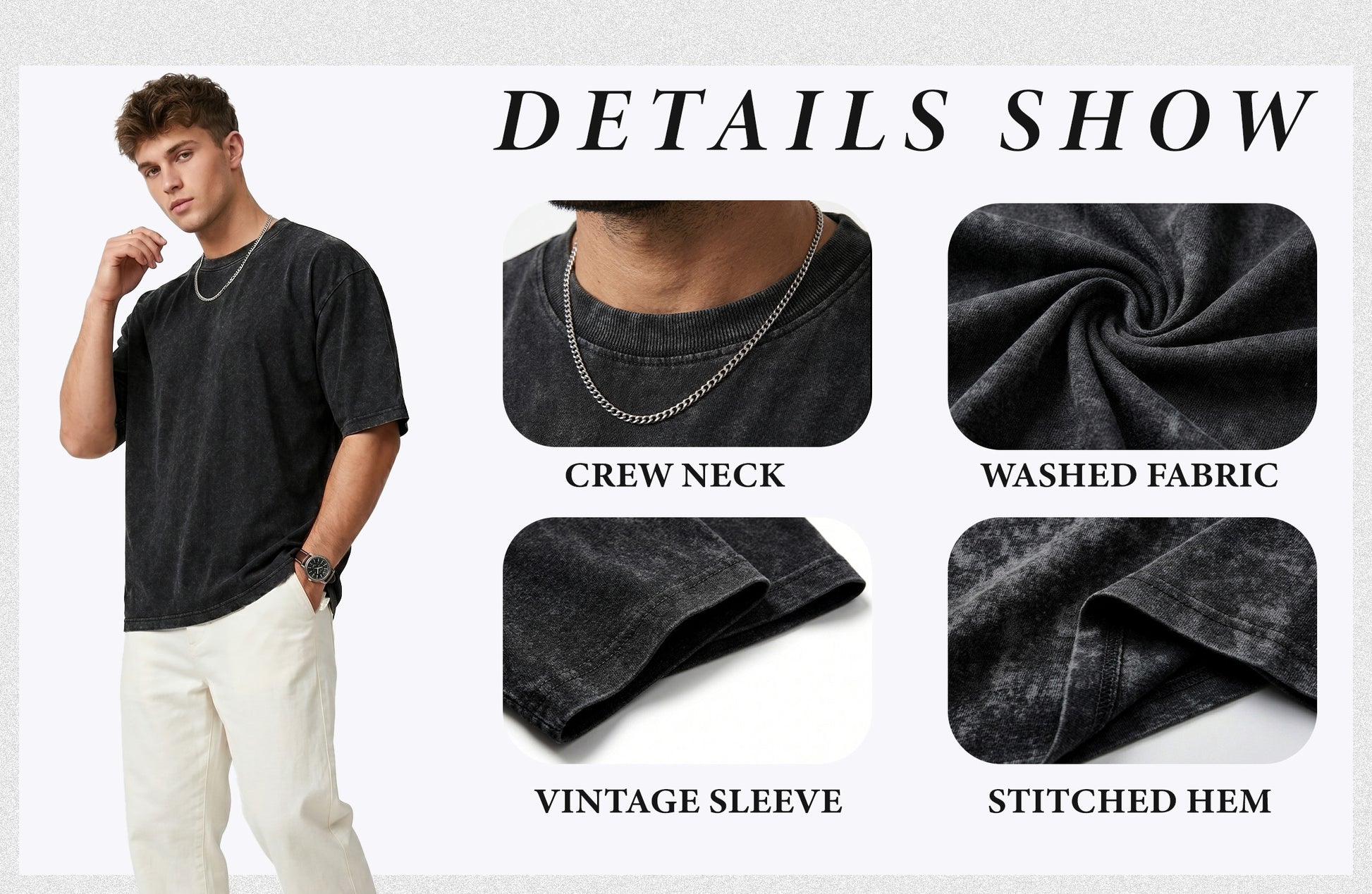 RICHCOIN Men's Oversized T-Shirts Loose Fit Vintage Washed Tee Unisex Short Sleeve Casual Tops