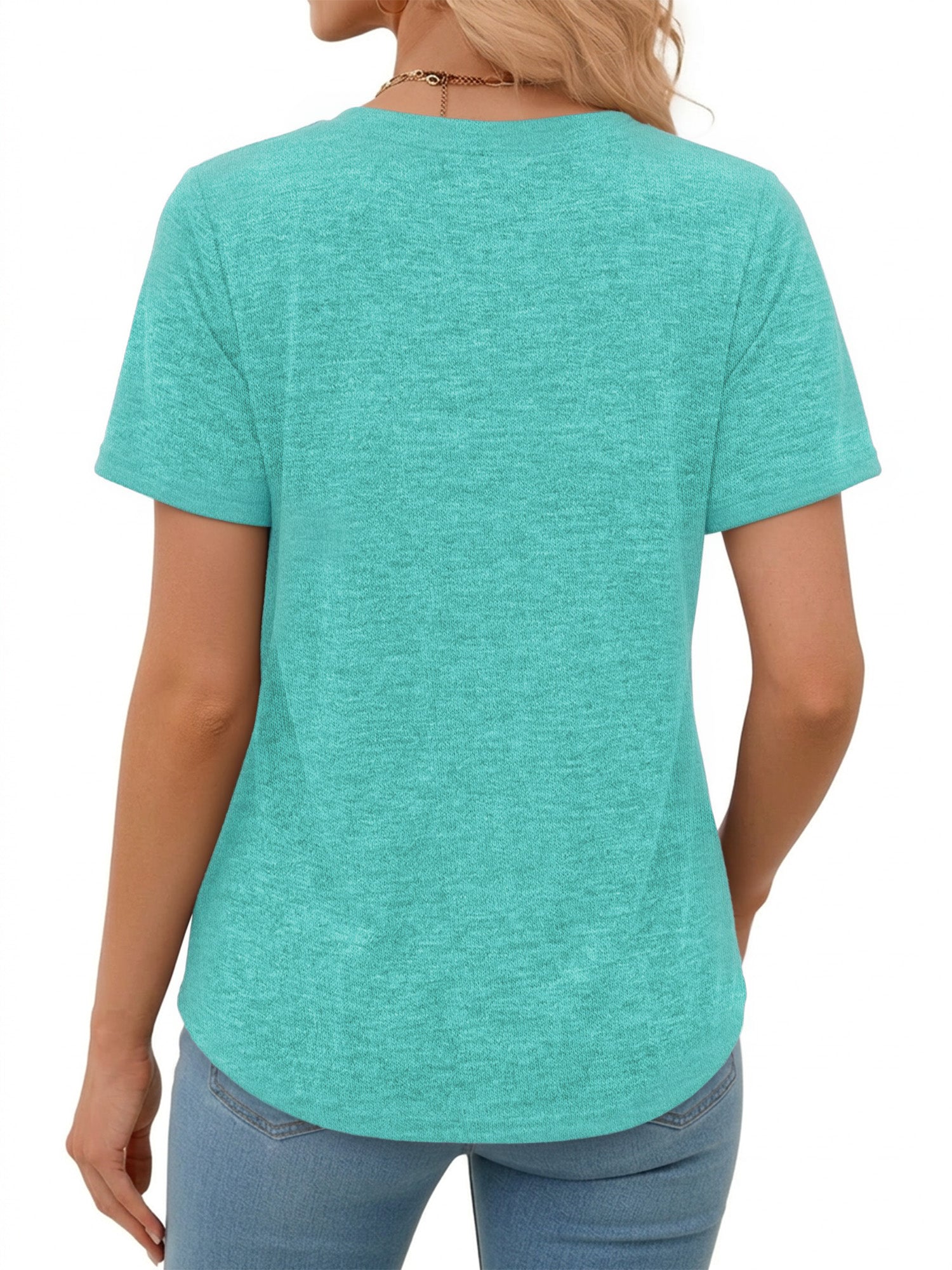 MOYIKO Blouses for Women Short Sleeve Shirts Dressy Casual V Neck Tunic Tops with Pleats