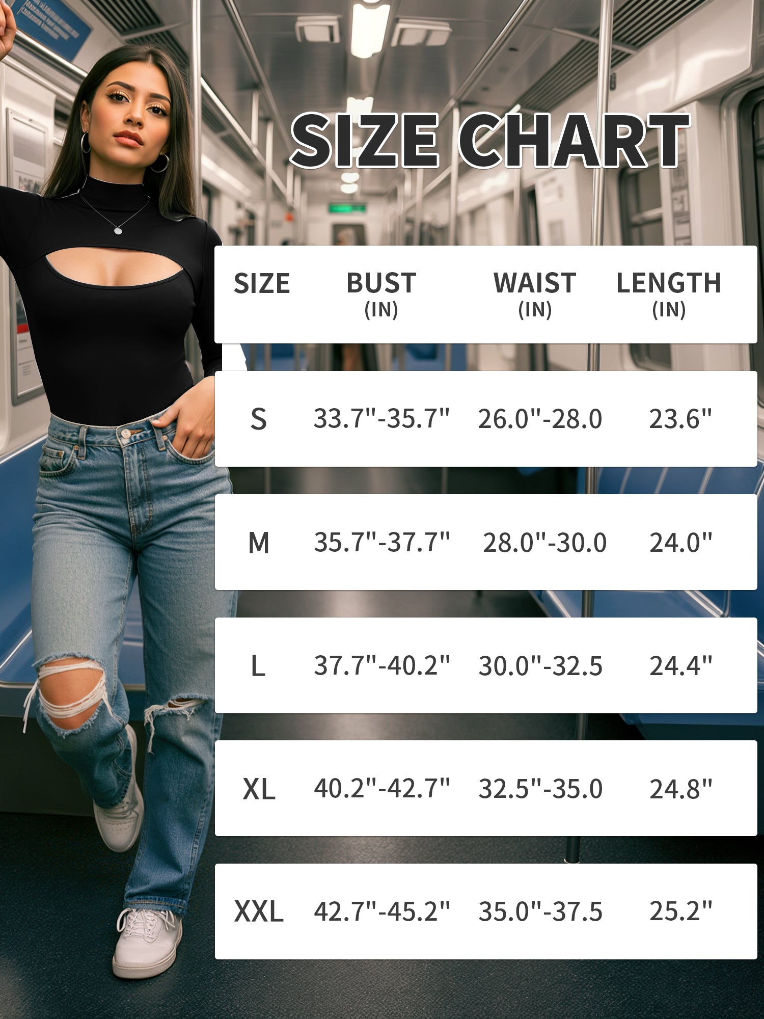MOYIKO Mock Turtleneck for Women Long Sleeve Shirts Cutout Front Slim Fitted Tees Tight Tops