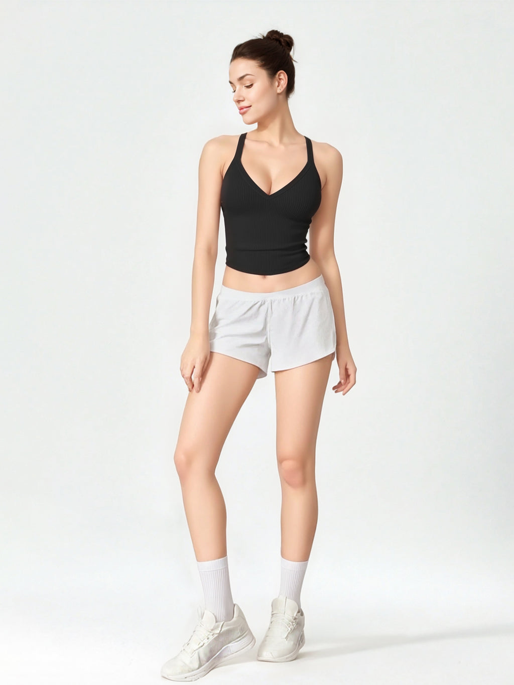 MOYIKO Workout Tank Top for Women V Neck Ribbed Racerback Fitted Cami Sleeveless Summer Tops