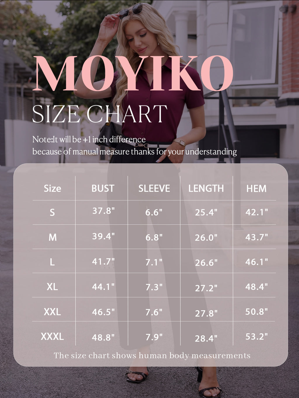 MOYIKO Womens Button Down Shirts Stretch Short Sleeve Dress Shirts Business Work Fitted Collared Office Basic Blouse