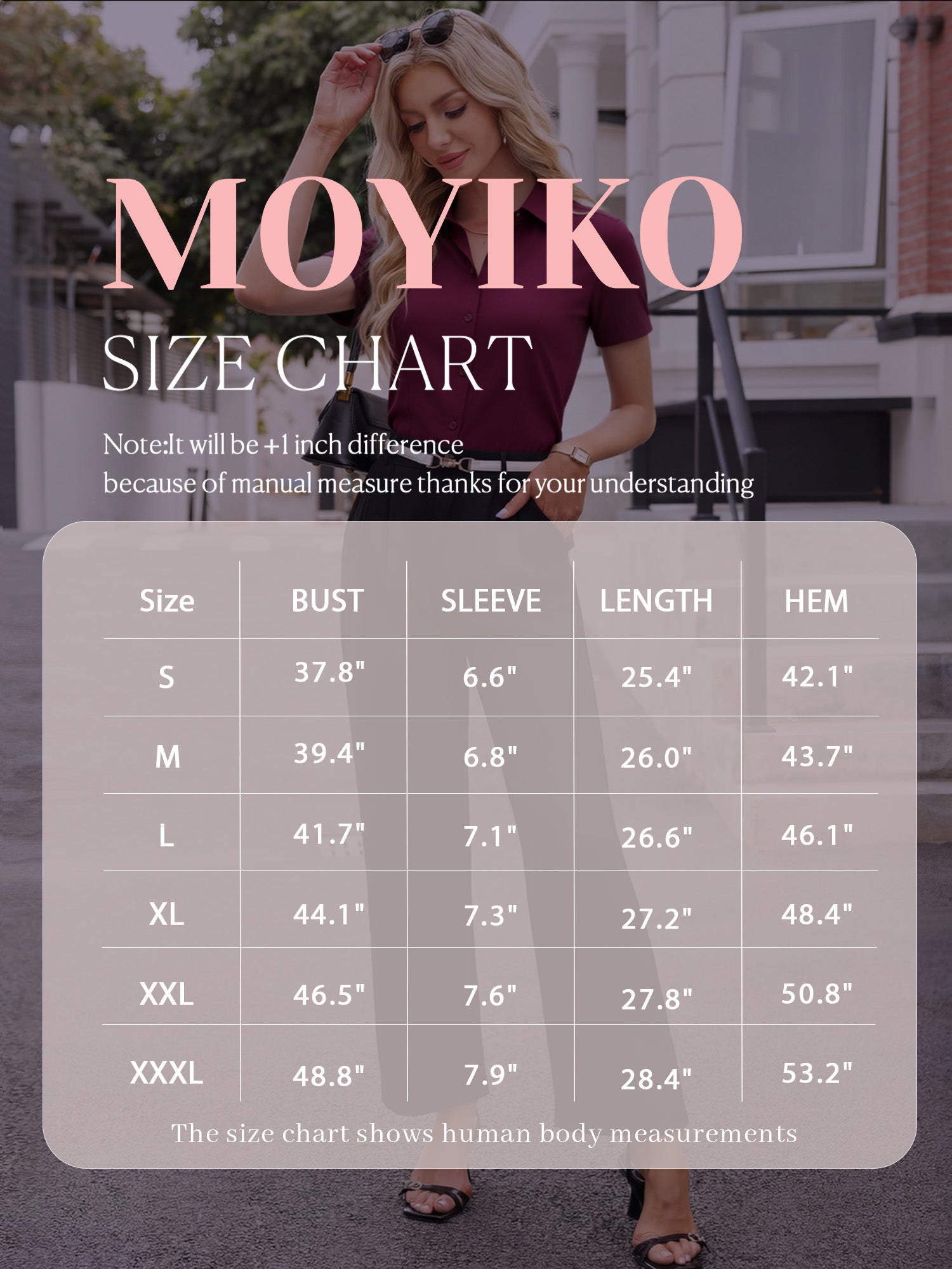 MOYIKO Womens Button Down Shirts Stretch Short Sleeve Dress Shirts Business Work Fitted Collared Office Basic Blouse