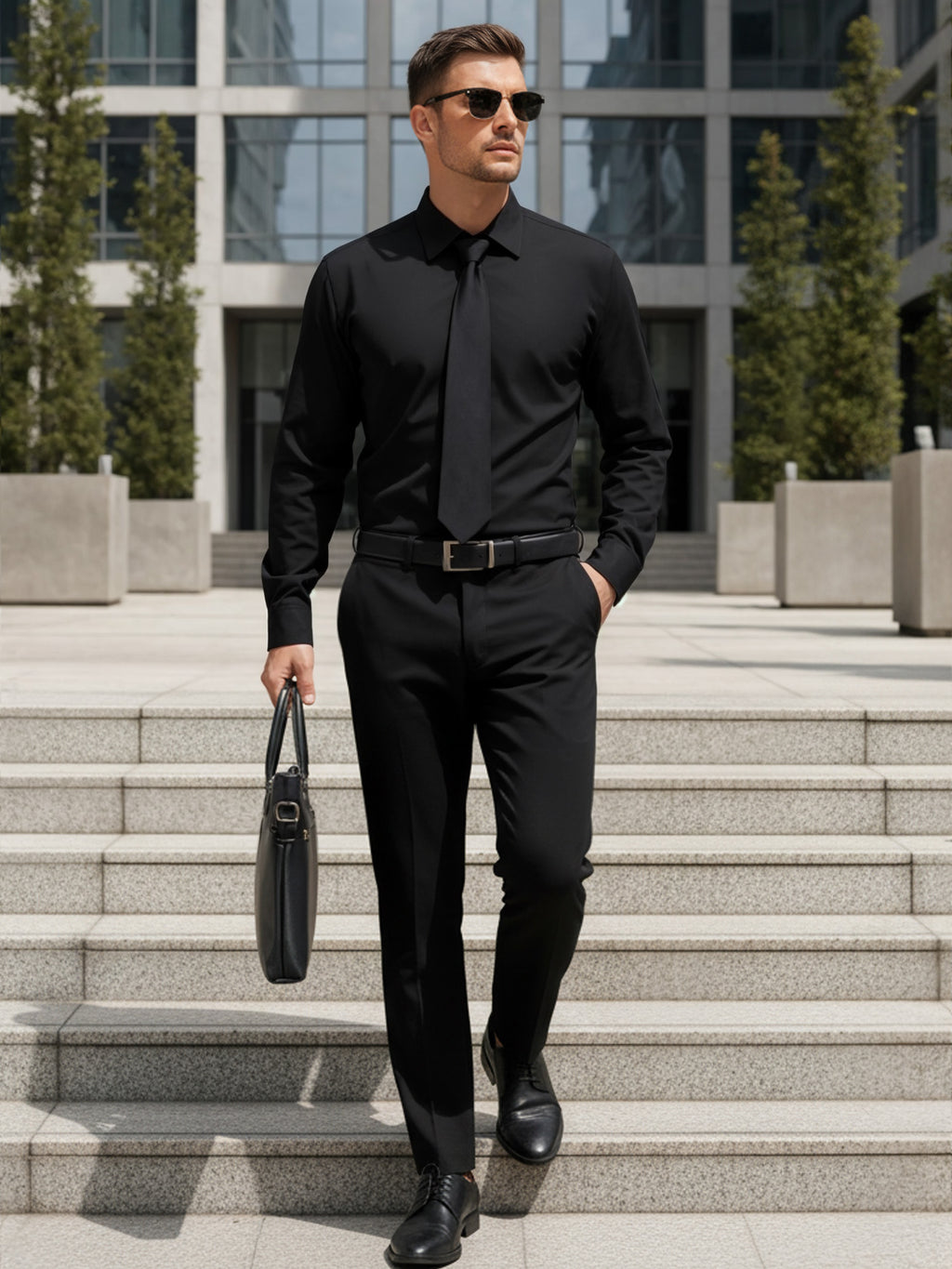 OALUXE Mens Dress Shirts Formal Long Sleeve Button Down Business Solid Shirt