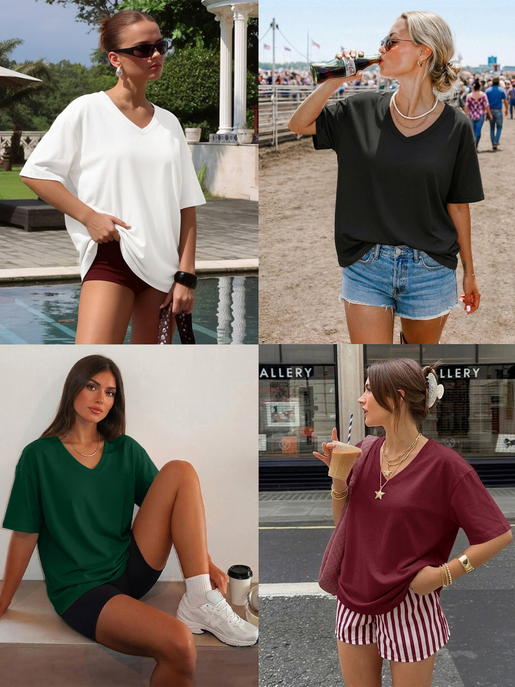 MOYIKO T Shirts Short Sleeve V Neck Tees for Women Fashion Trendy Tops Casual Summer Clothes