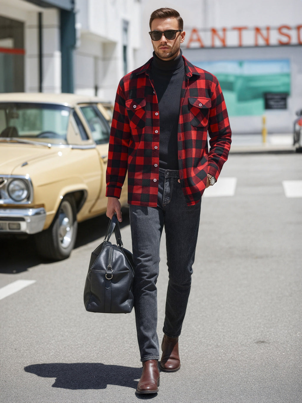 OALUXE Flannel Shirt for Men Long Sleeve Button Down Plaid Shirts with Pocket