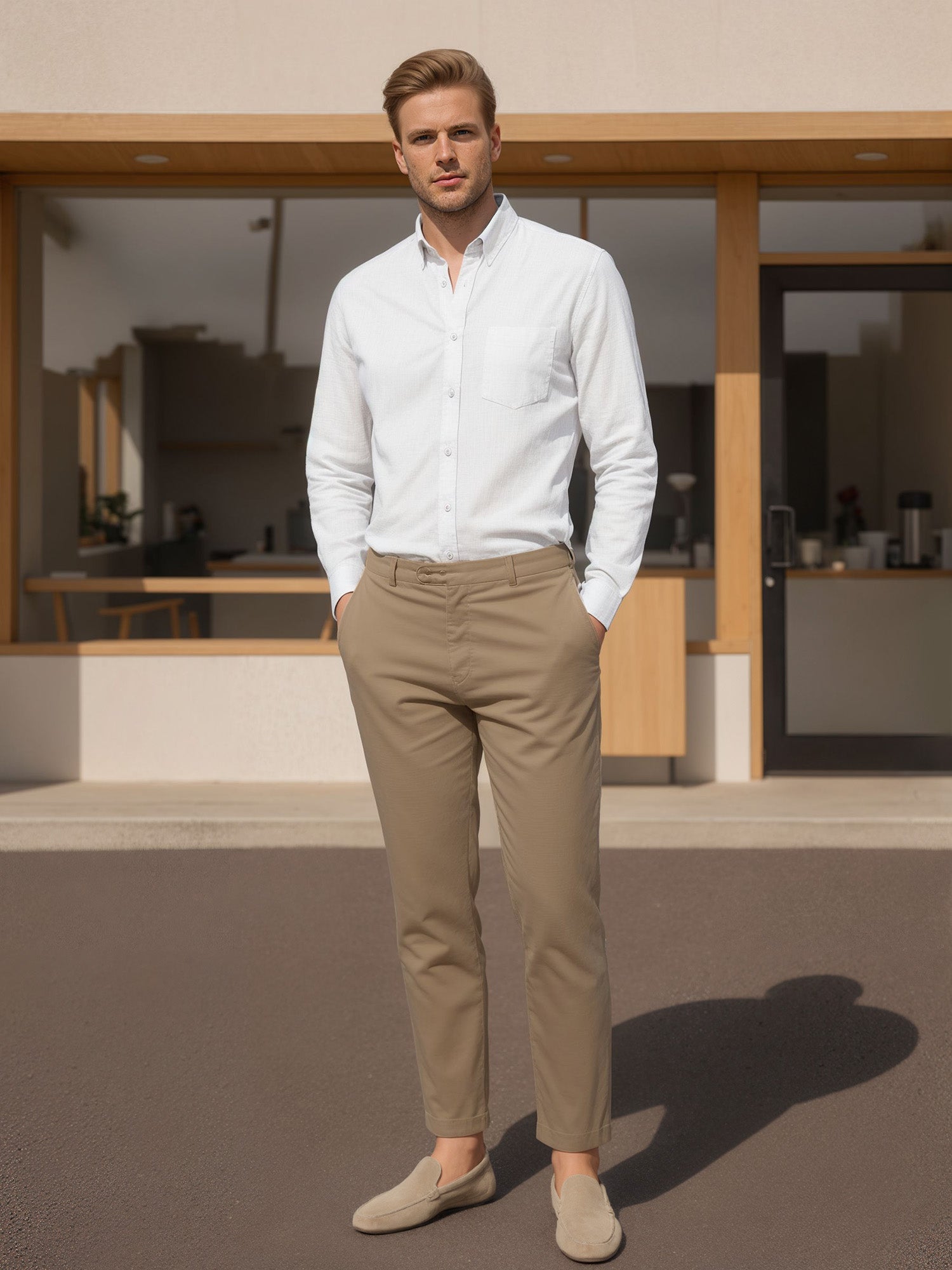 OALUXE Linen Button Down Shirts For Men Casual Long Sleeve Lightweight Dress Shirts With Pocket