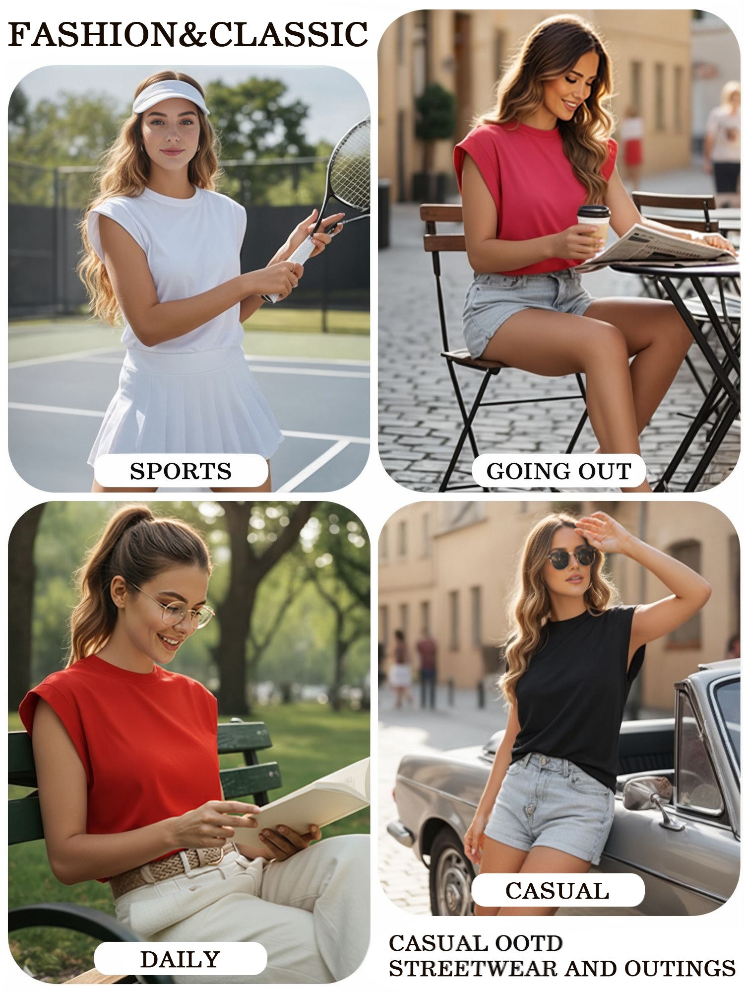 MOYIKO Womens Summer Tops Casual Loose Fit Cap Sleeve T Shirts Basic Crewneck Tank Tops Trendy Plain Womens Clothes Tee