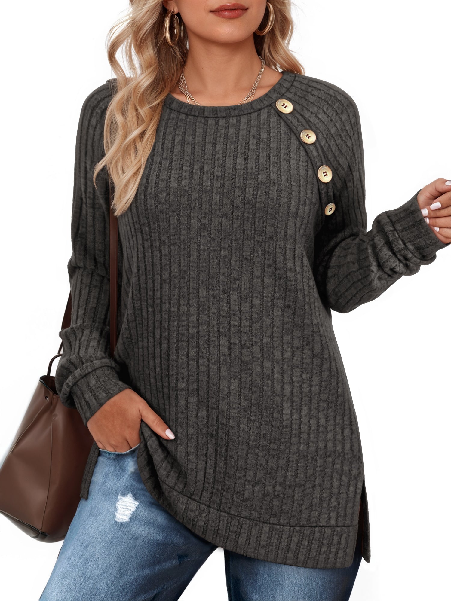 OALUXE Long Sleeve Shirts for Women Causual Tunic Tops Loose Fit Dressy Lightweight Sweaters