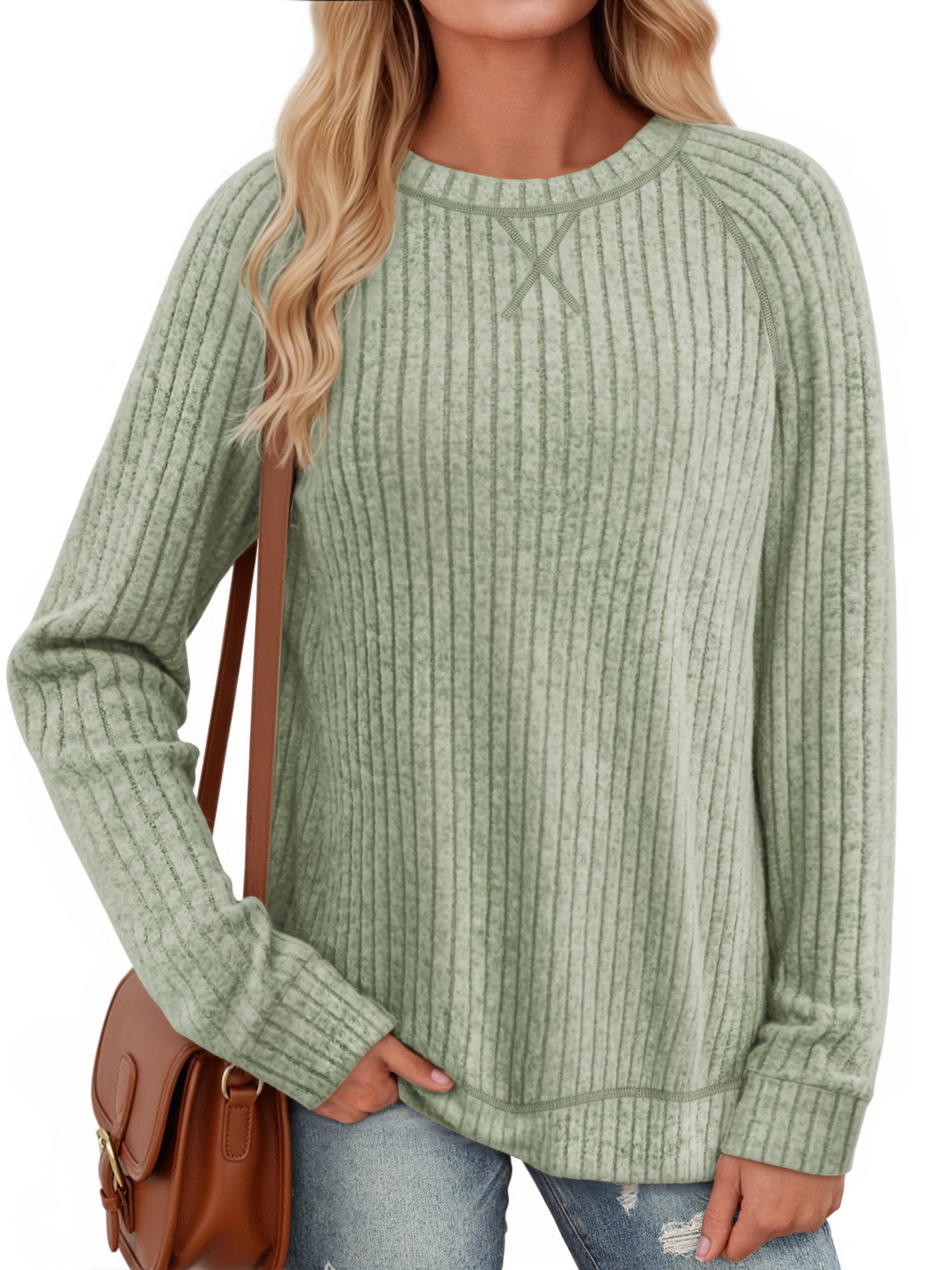 OALUXE Long Sleeve Shirts for Women Dressy Casual Tunic Tops Crew neck Side Split Lightweight Pullover Sweaters