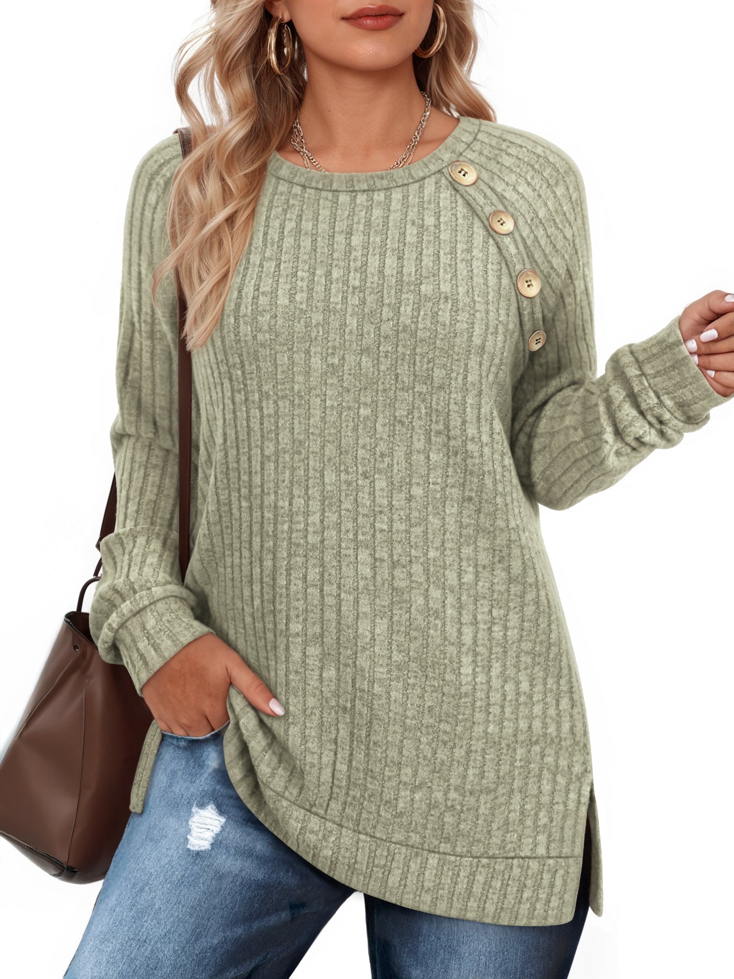 OALUXE Long Sleeve Shirts for Women Causual Tunic Tops Loose Fit Dressy Lightweight Sweaters